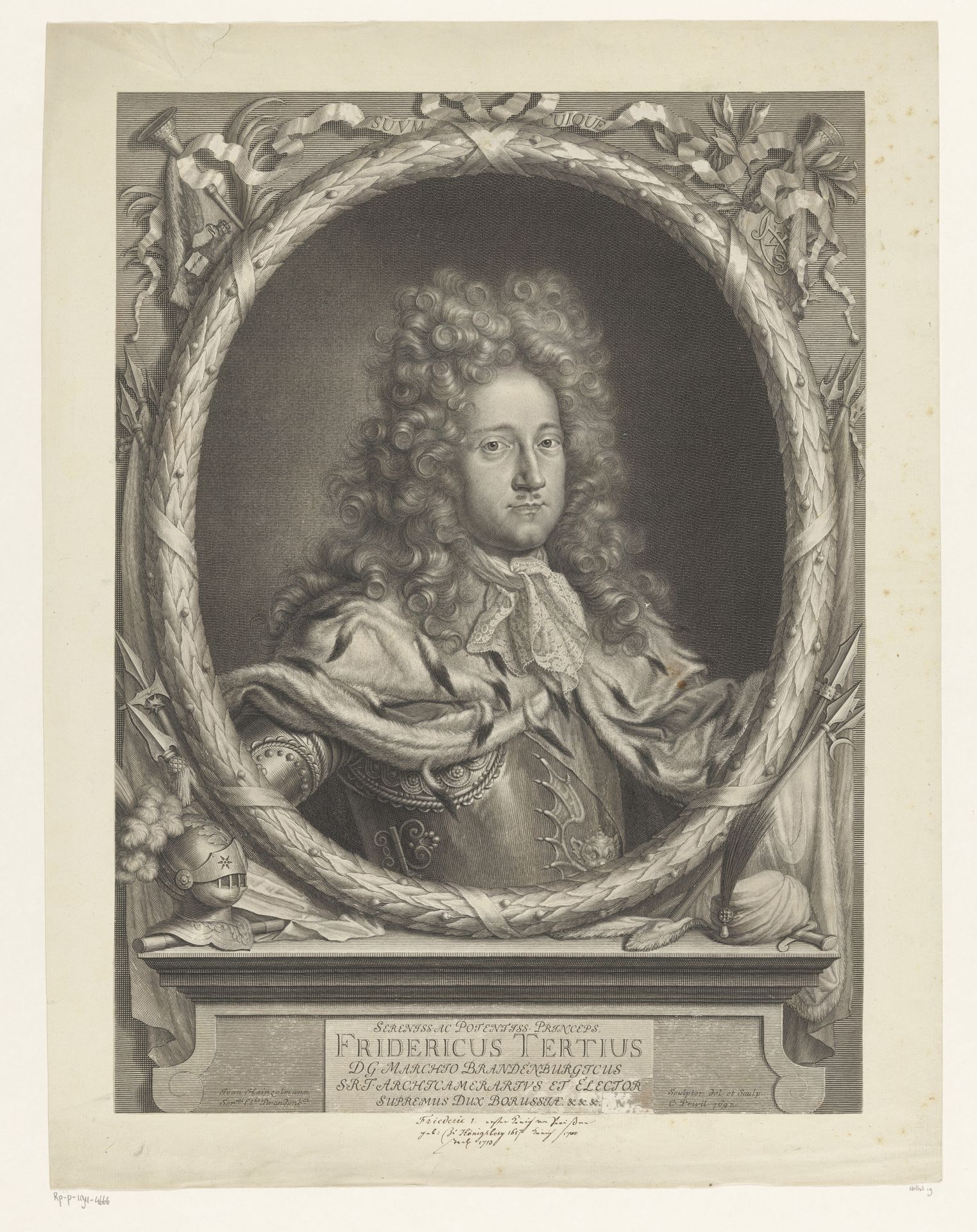 Portret van Frederik I koning van Pruisen by Johann Hainzelmann