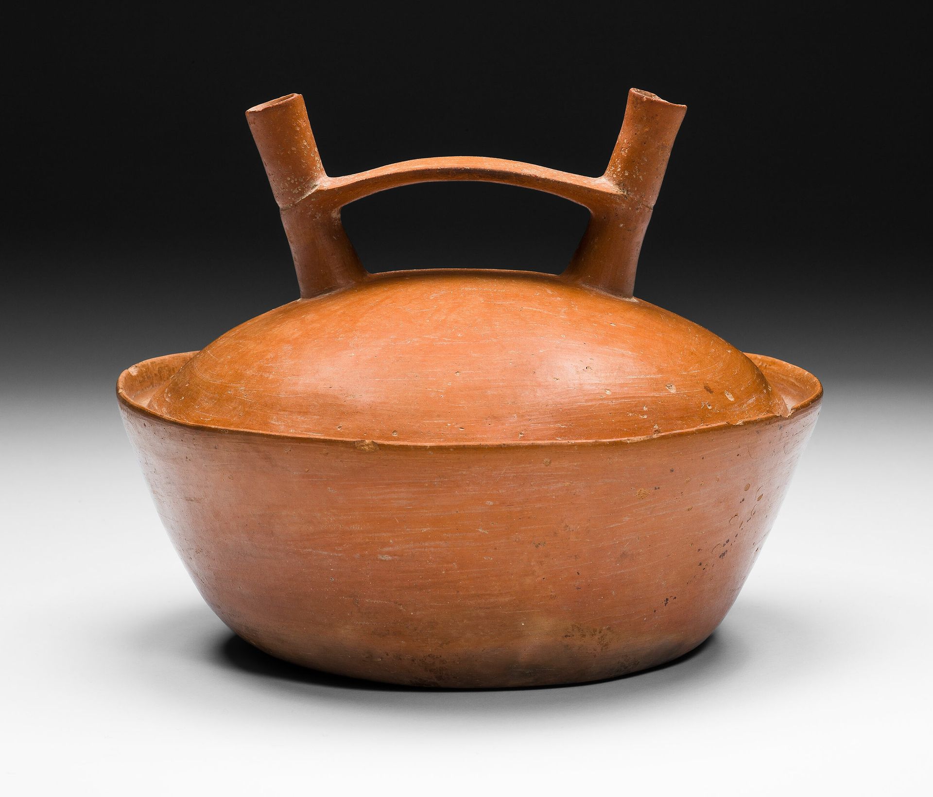 Double-Spouted Orangeware Bottle by Paracas