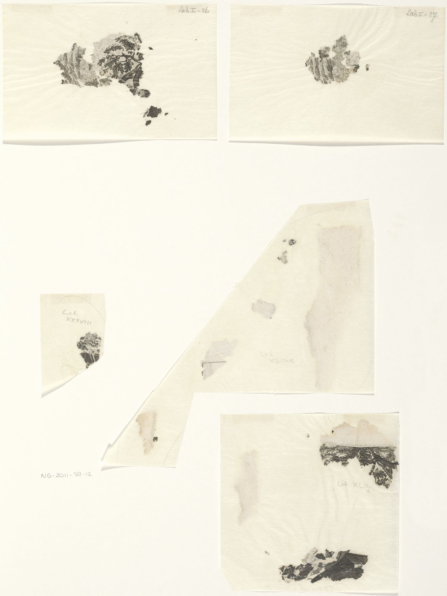 Losse fragmenten van een prent van Pyramus en Thisbe by Anonymous