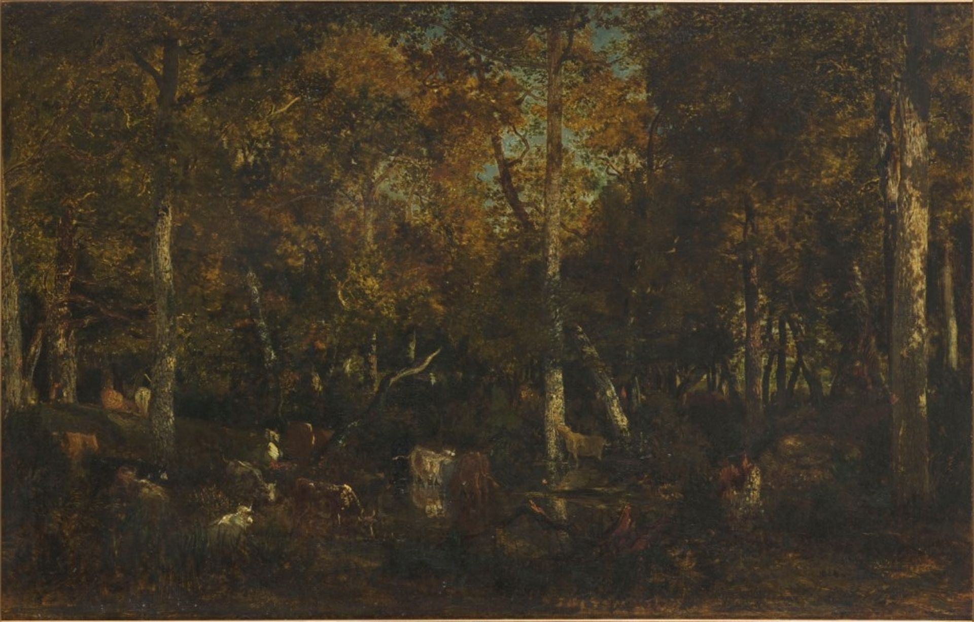 Inside the forest grove at Vieux Dormoir du Bas-Bréau (Fontainebleau forest) by Theodore Rousseau