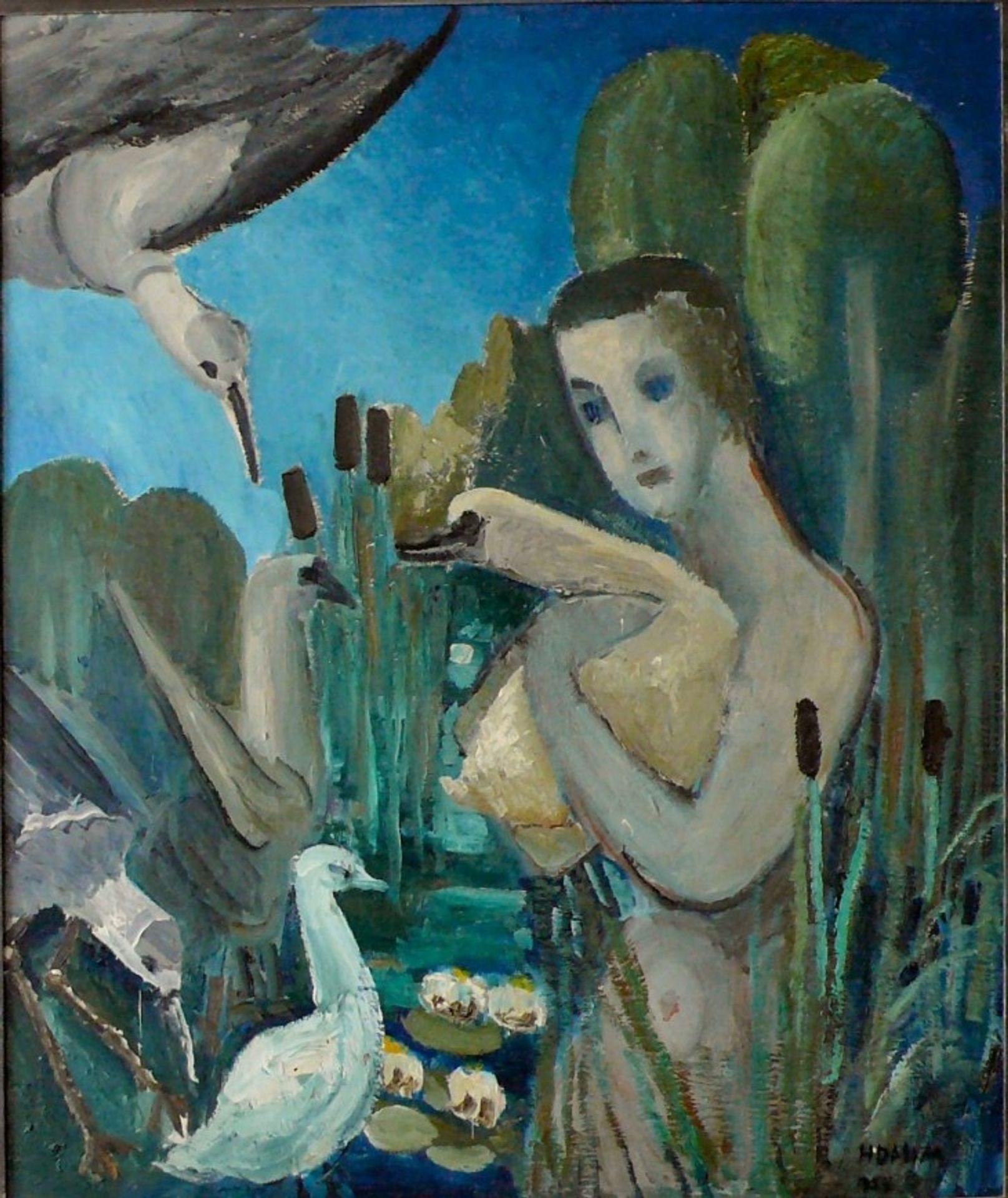 Mädchen mit Schwänen by Helen Dahm