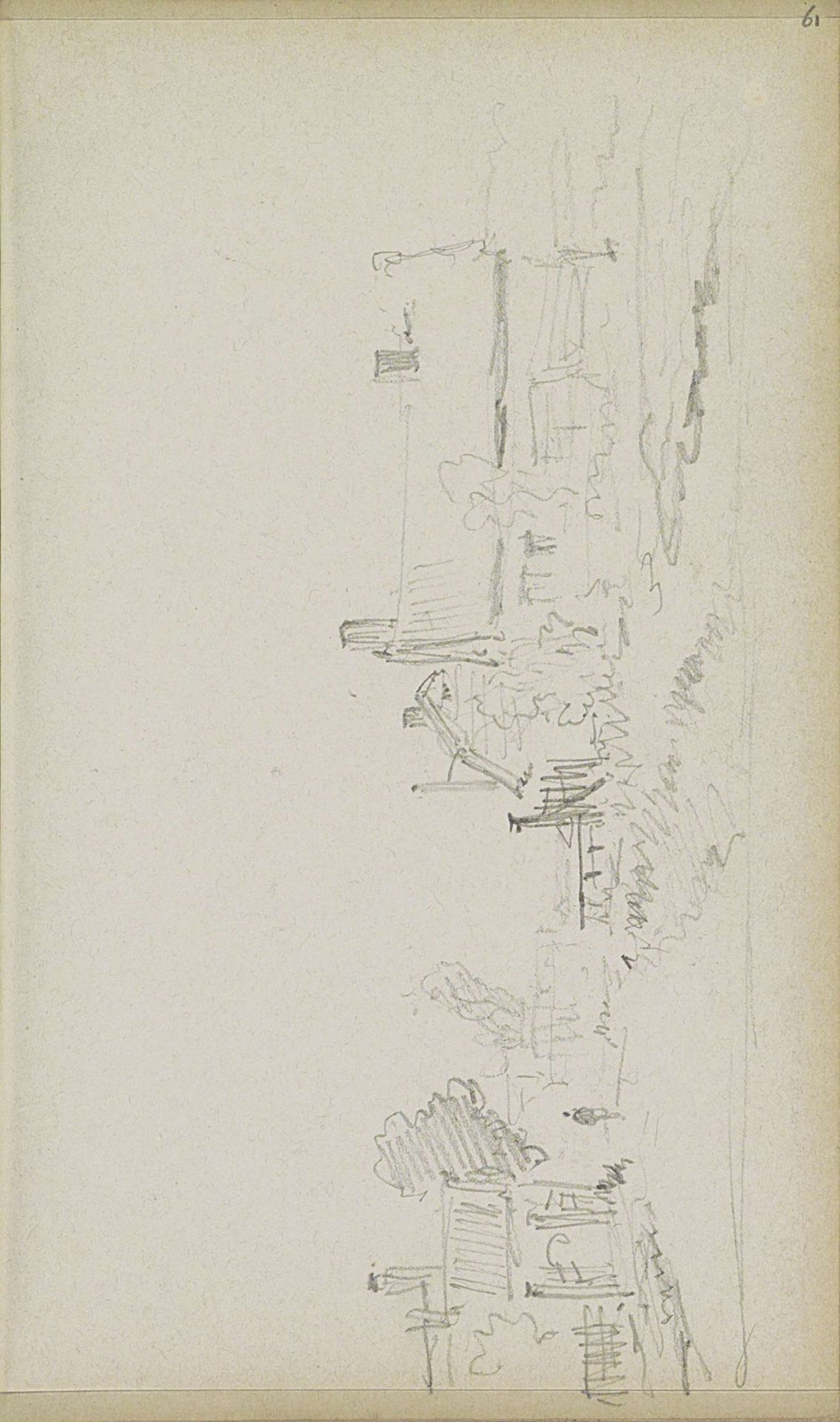 Landschap met gebouwen by Adrianus Eversen