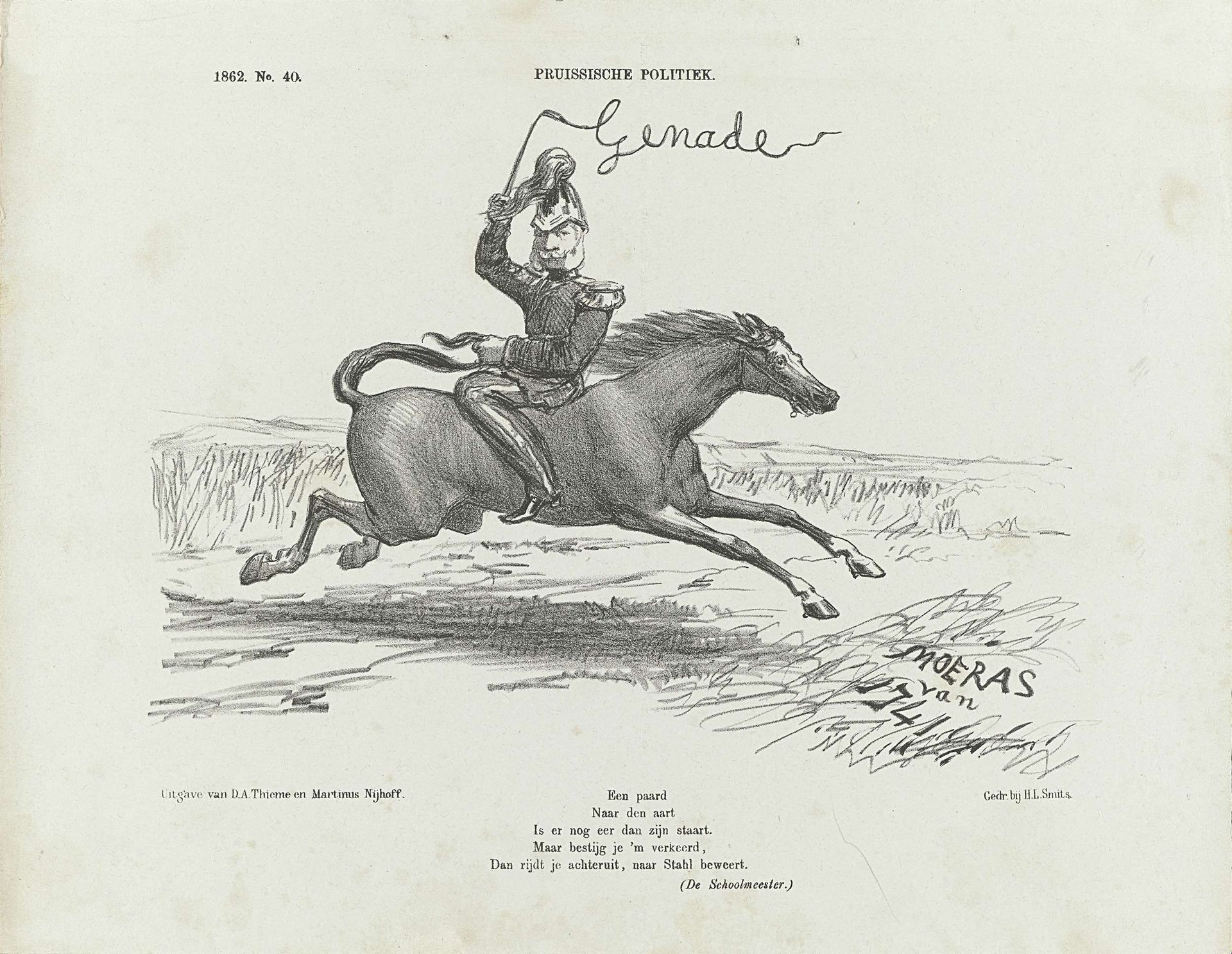 Spotprent op Wilhelm I, koning van Pruisen, 1862 by Johan Michaël Schmidt Crans