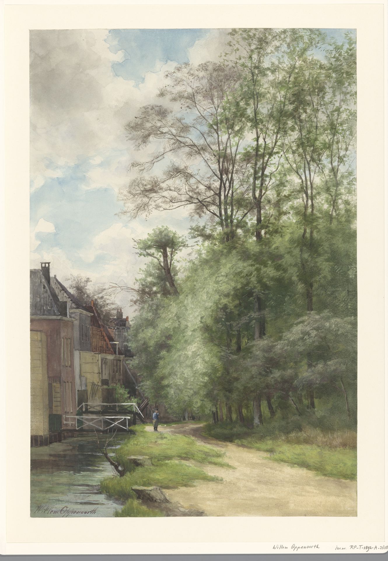 Gezicht langs de sloot bij het Bezuidenhout in het Haagse Bos by Willem Oppenoorth
