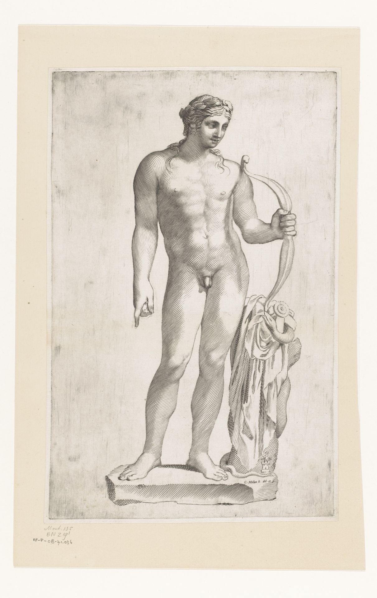 Standbeeld van Apollo by Claude Mellan