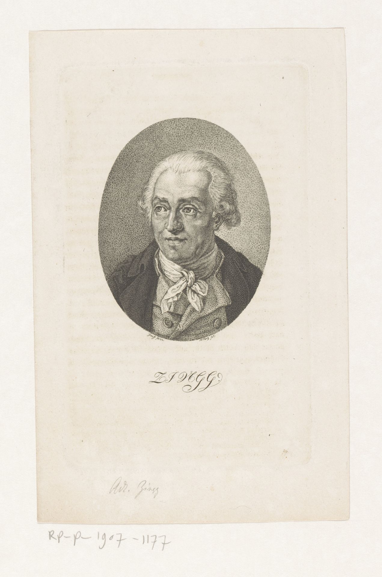 Portret van Adrian Zingg by Heinrich Merz