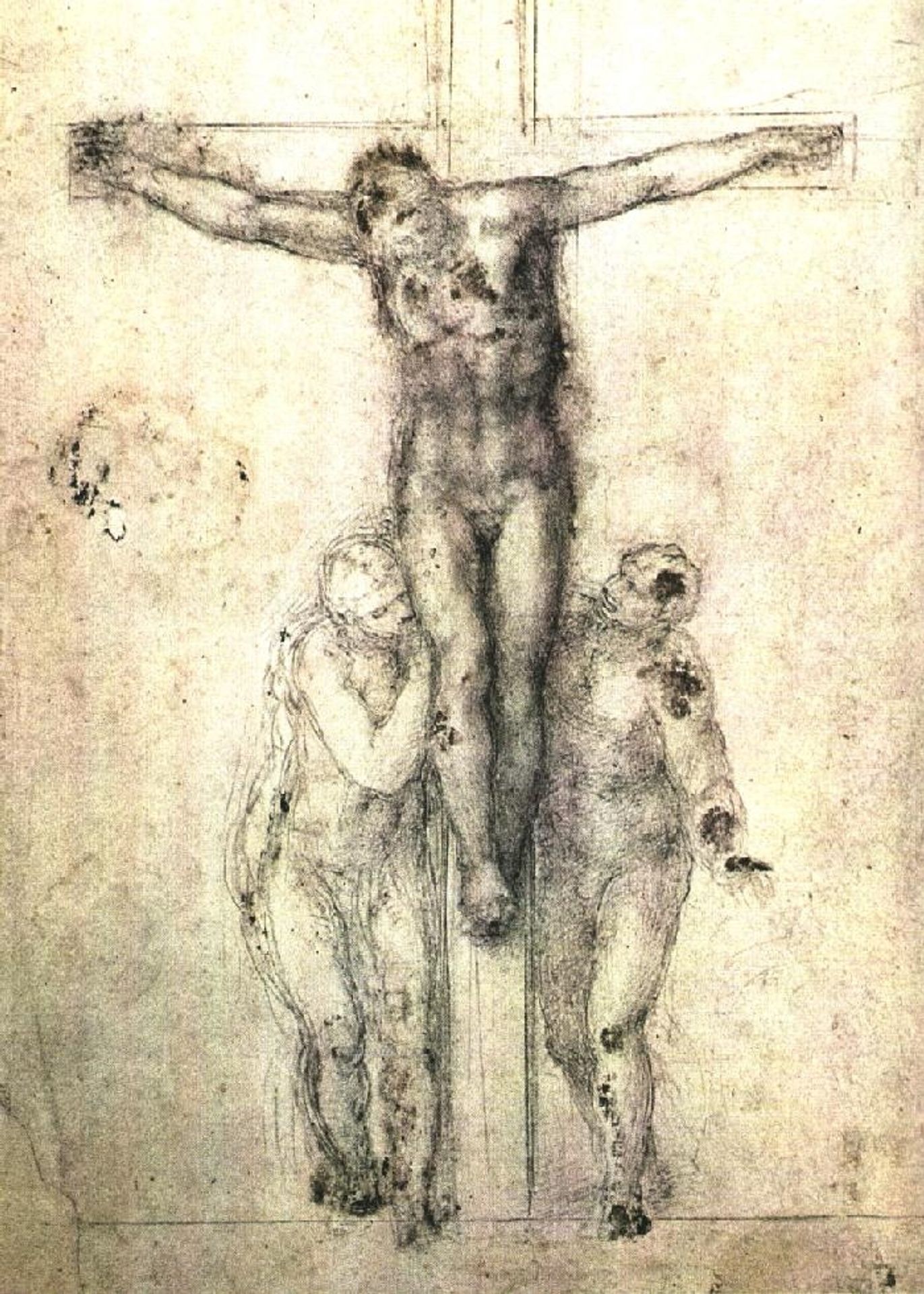 Study of "Christ on the Cross between the Virgin and St. John the Evangelist" by Michelangelo