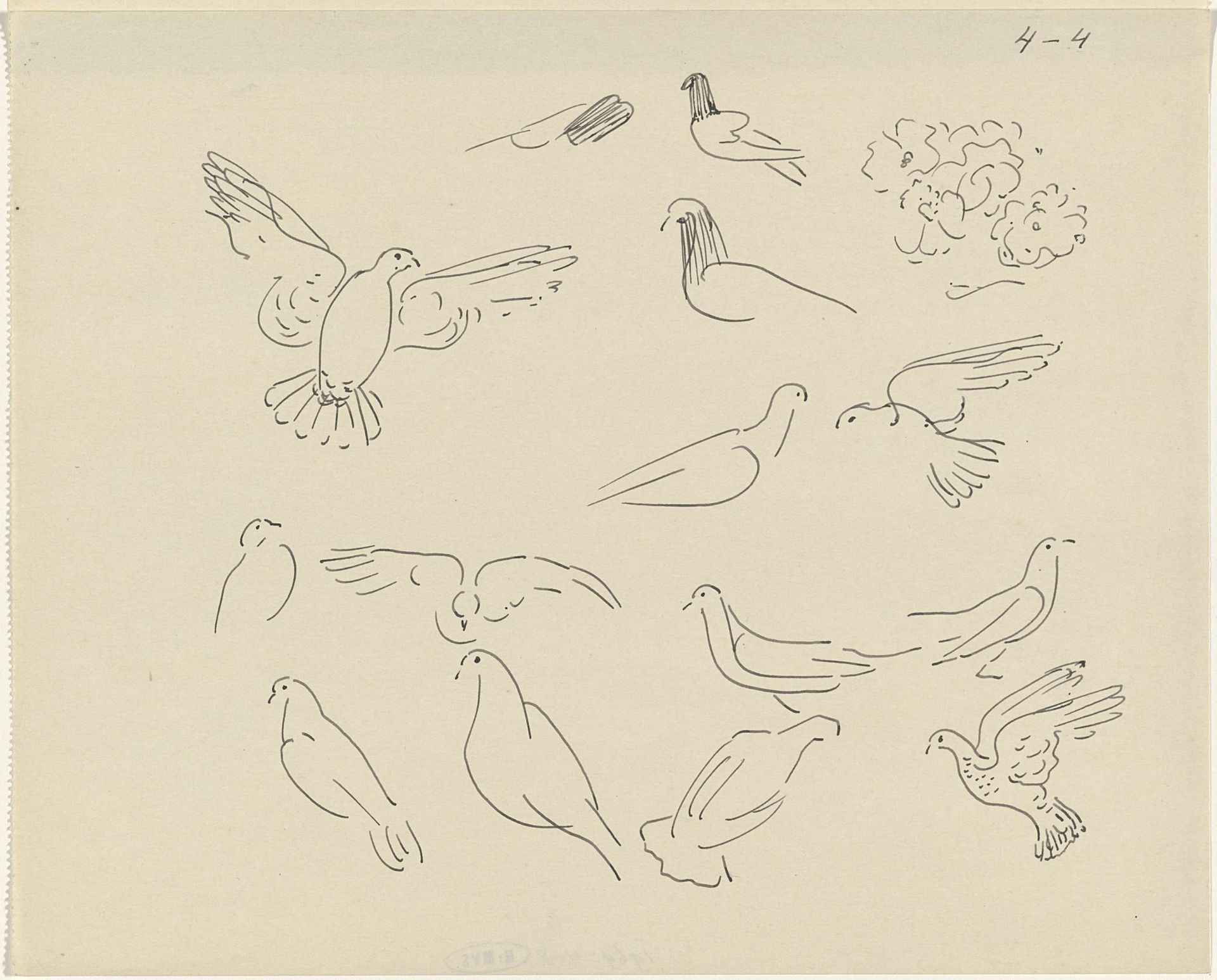 Studies van duiven by Carel Adolph Lion Cachet