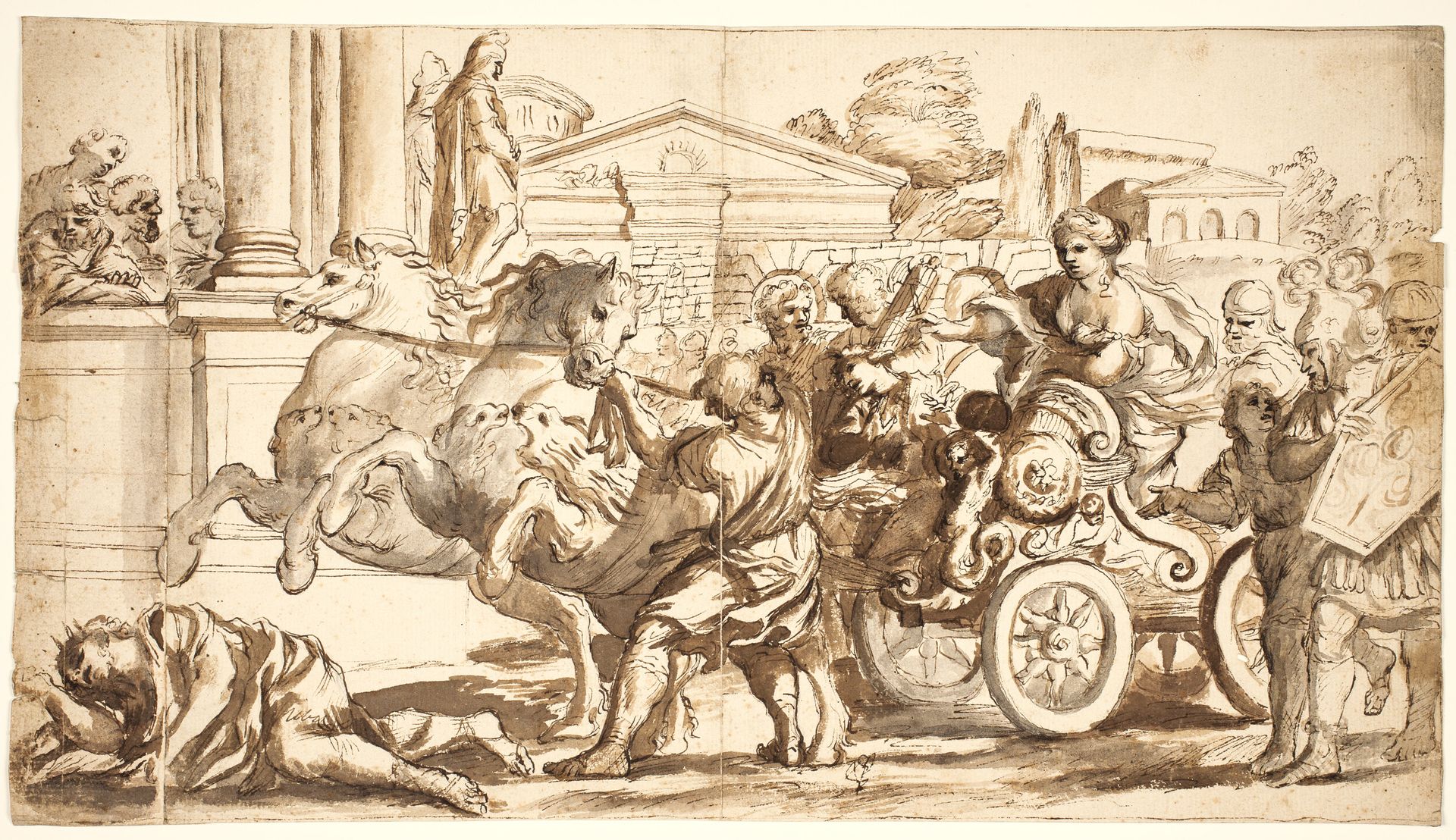 Tullia driving her chariot over her father’s body by Anonymous