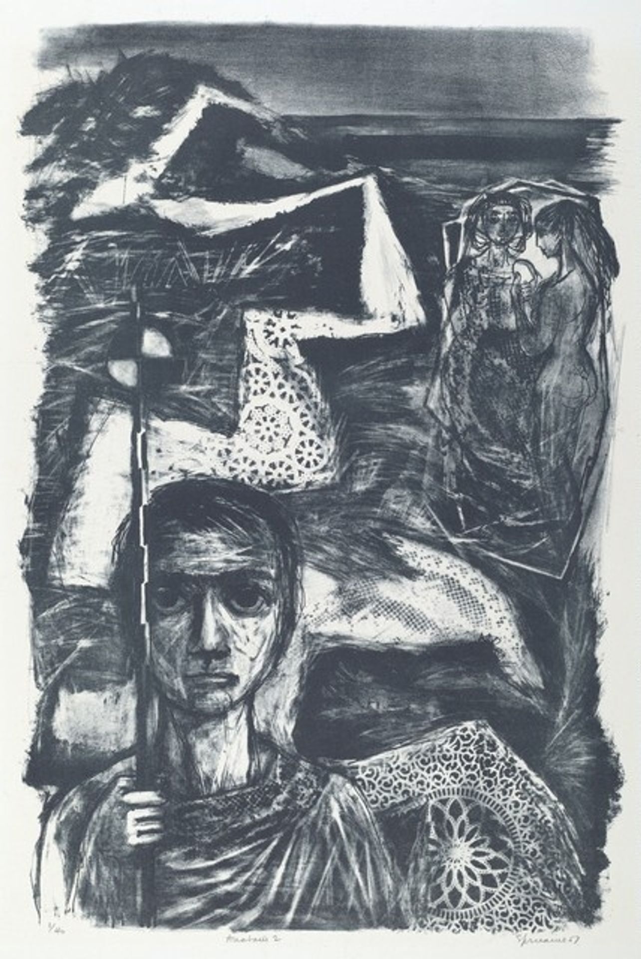 I Tread, You Tread, in a Land of High  Slopes, Clothed in Balm by Benton Spruance