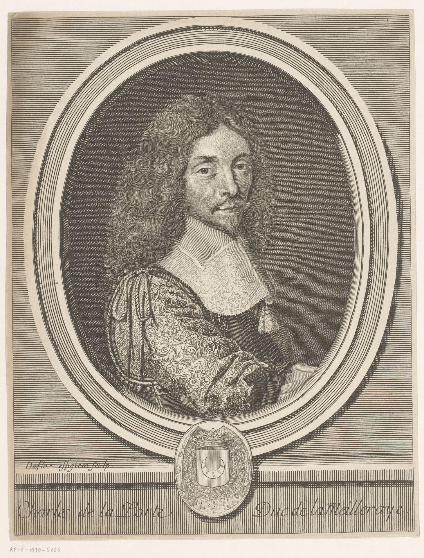 Portret van Charles de la Porte by Claude Duflos