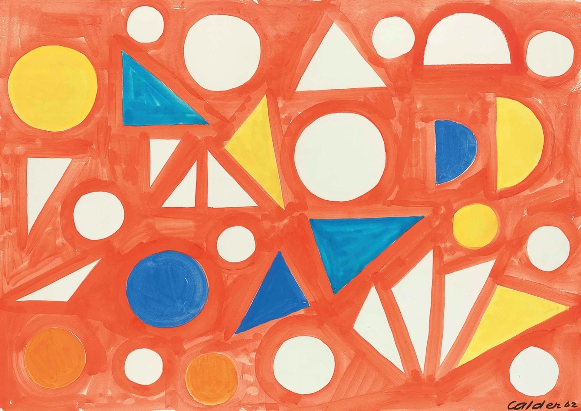 Many White Triangles on Pink by Alexander Calder