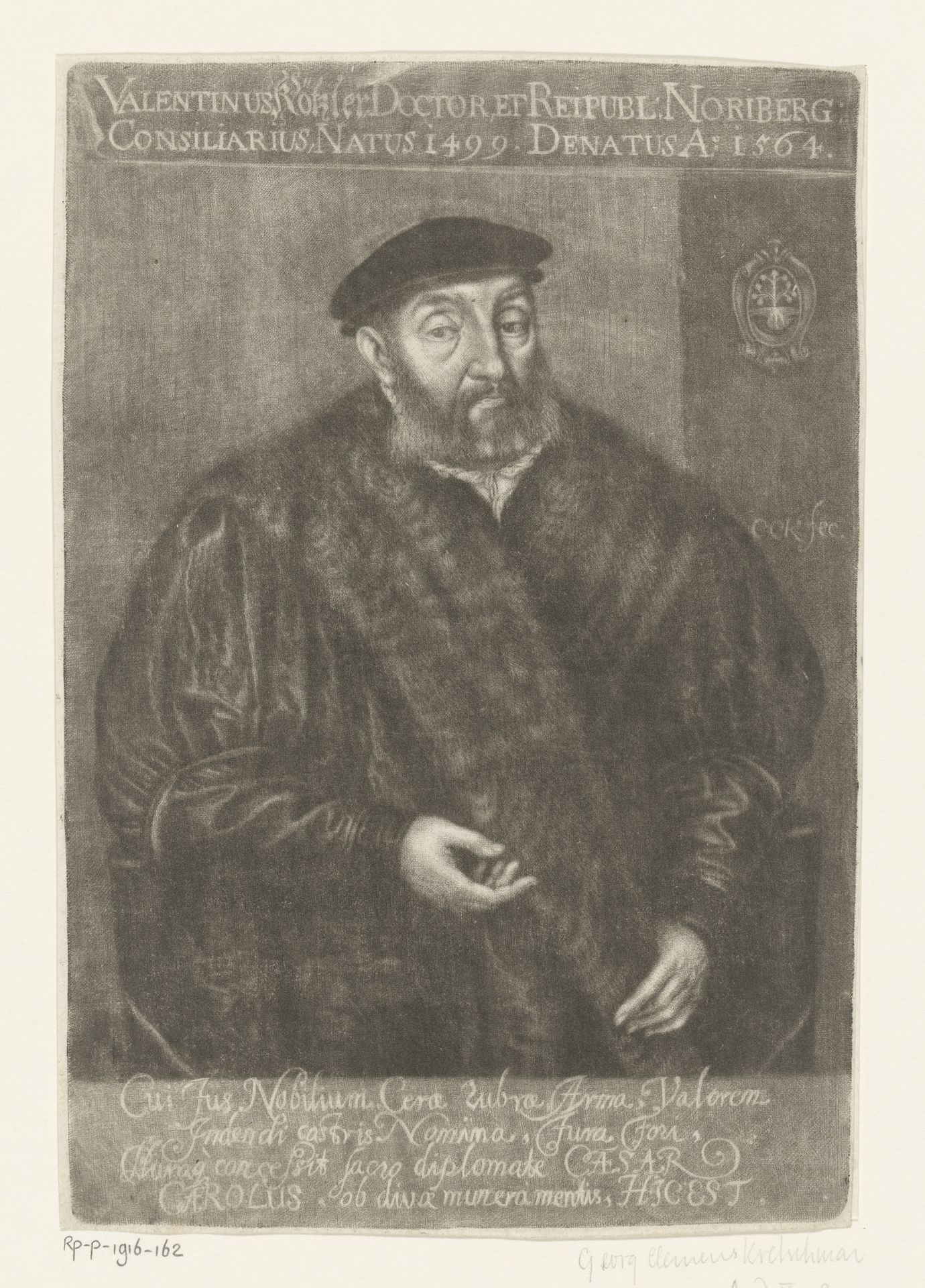 Portret van Valentin Kötzler by Carl Clemens Kretschmann