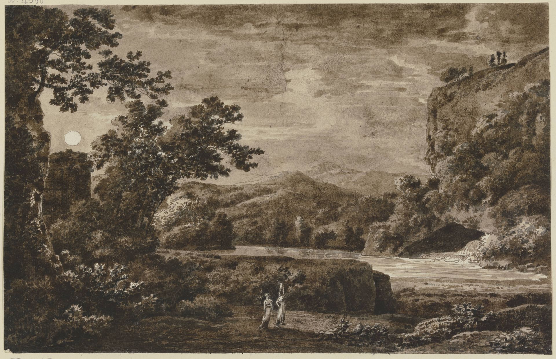 Flußlandschaft im Mondschein by Franz Kobell