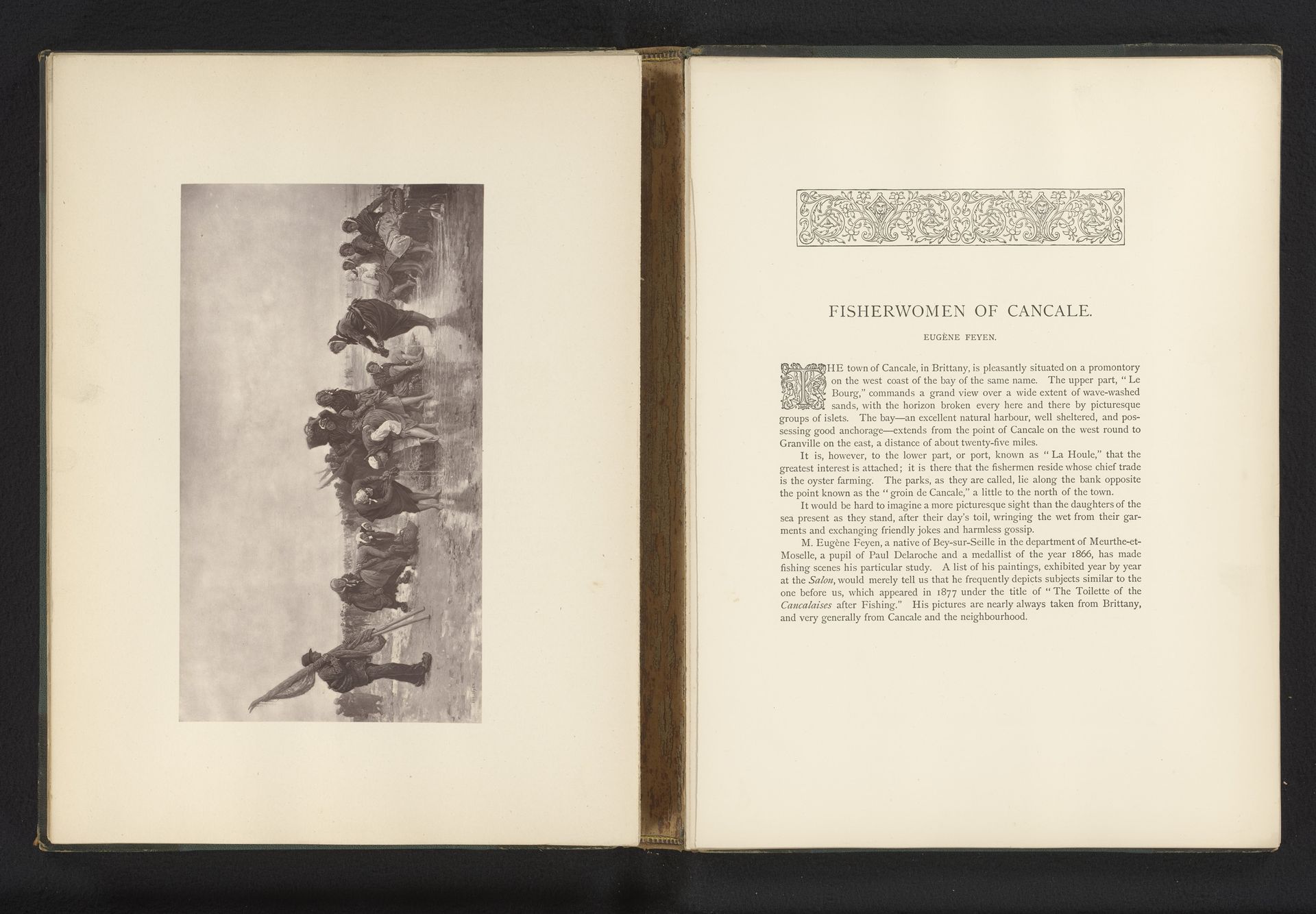 Reproductie van een schilderij van visservrouwen op het strand te Cancale door Eugène Feyen by Anonymous