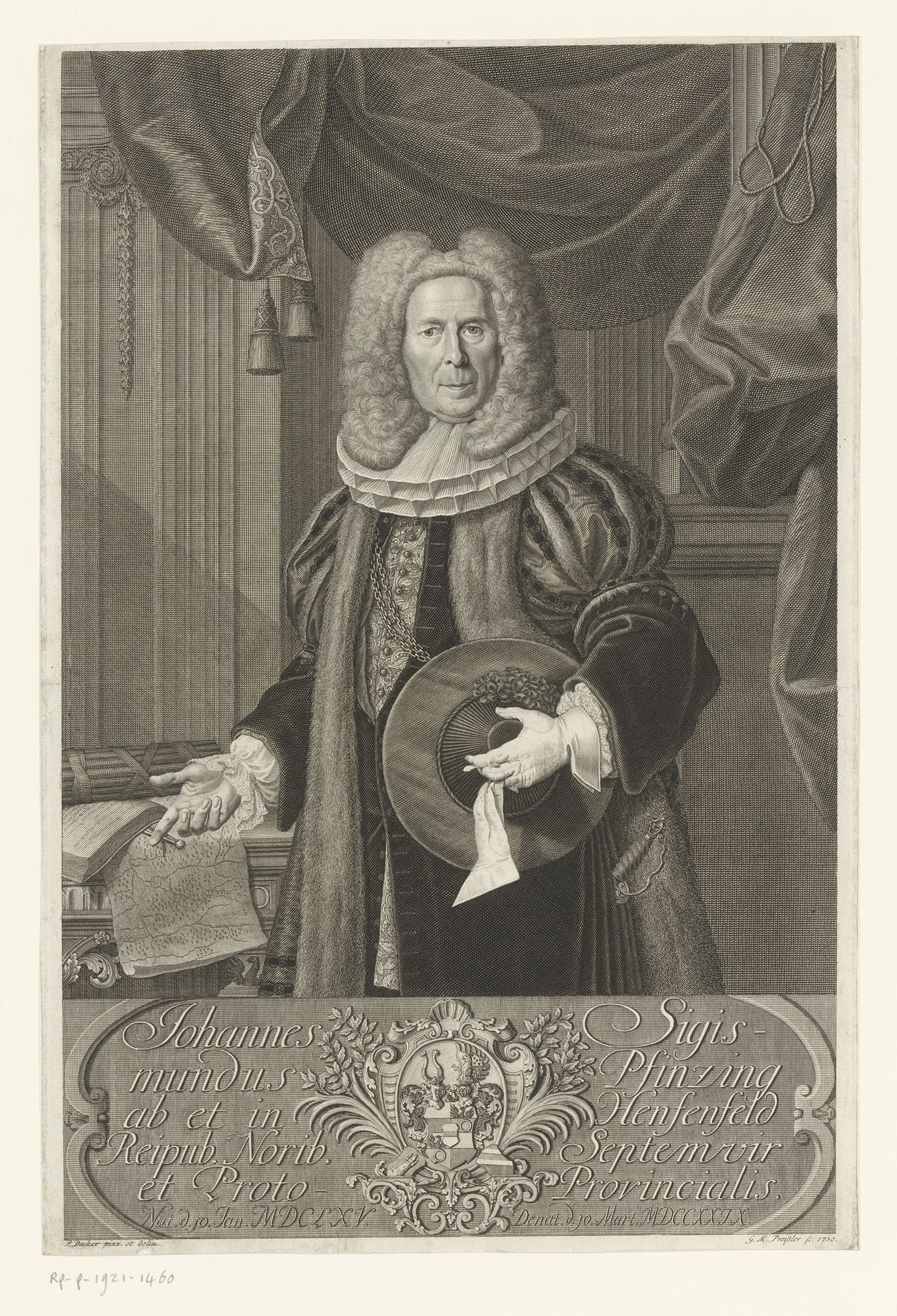 Portret van Johann Sigmund von Pfinzing by Georg Martin Preissler
