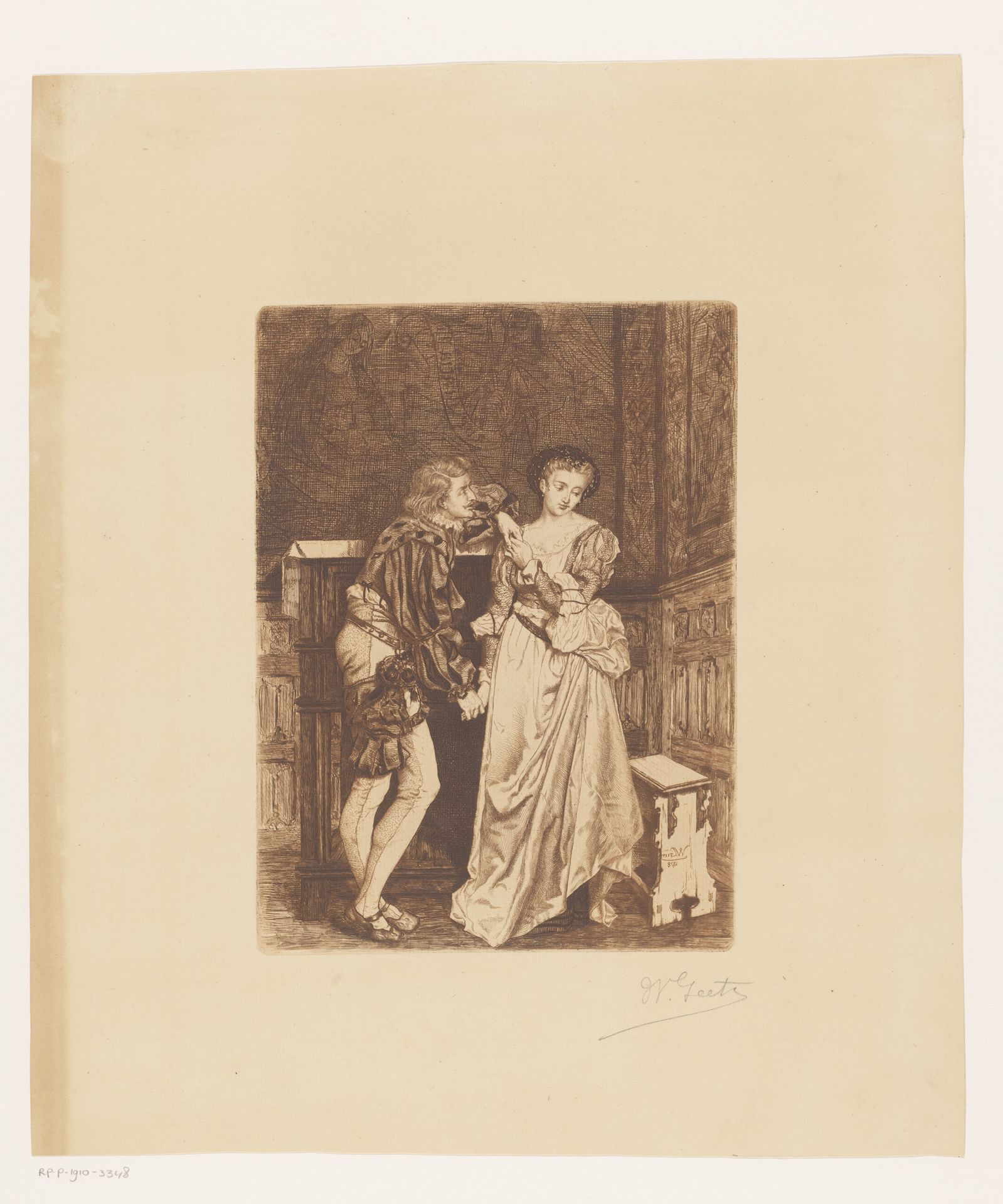 Jong koppel in een interieur by Willem Geets