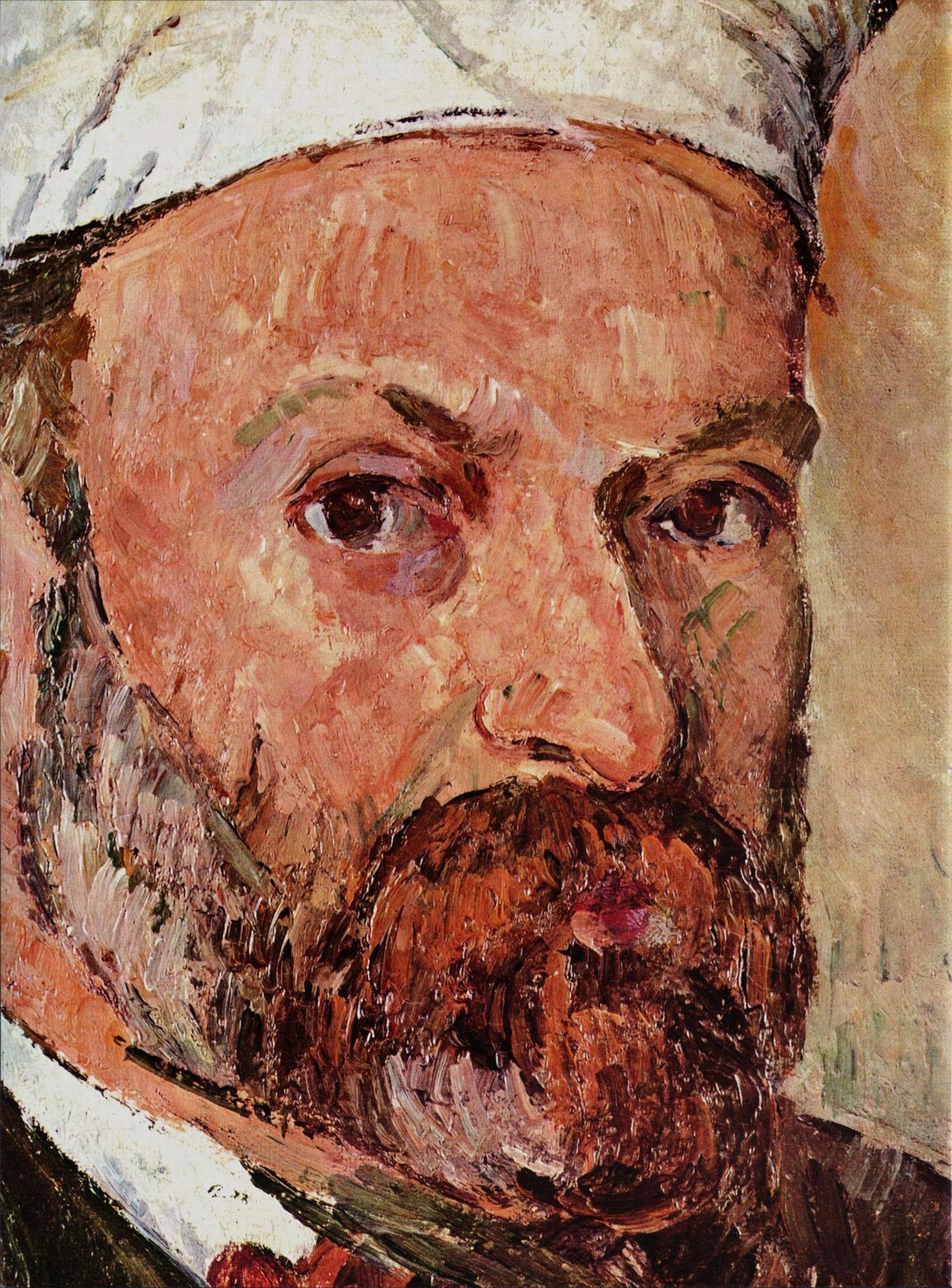Self-portrait with white turbaned (detail) by Paul Cézanne