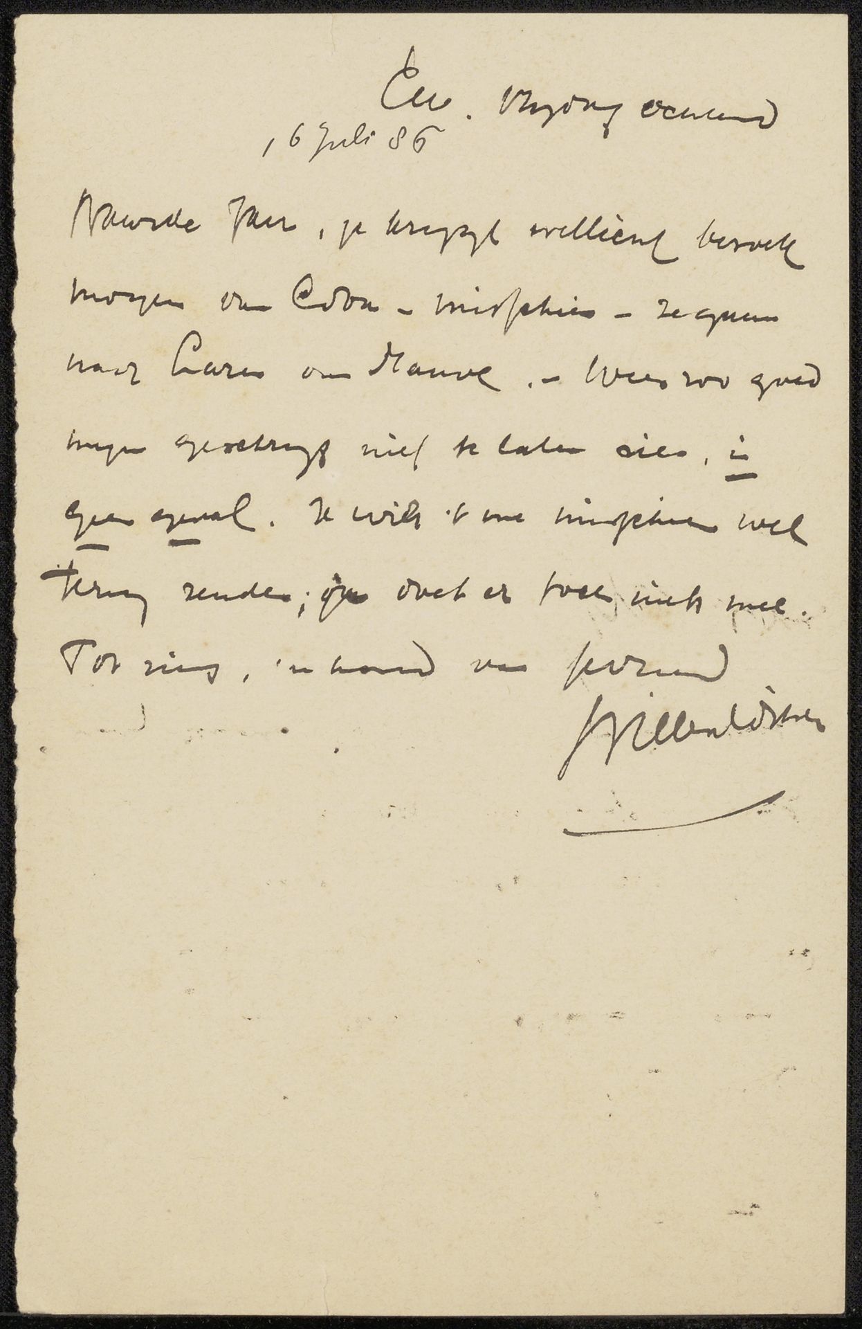 Brief aan Jan Veth by Willem Witsen