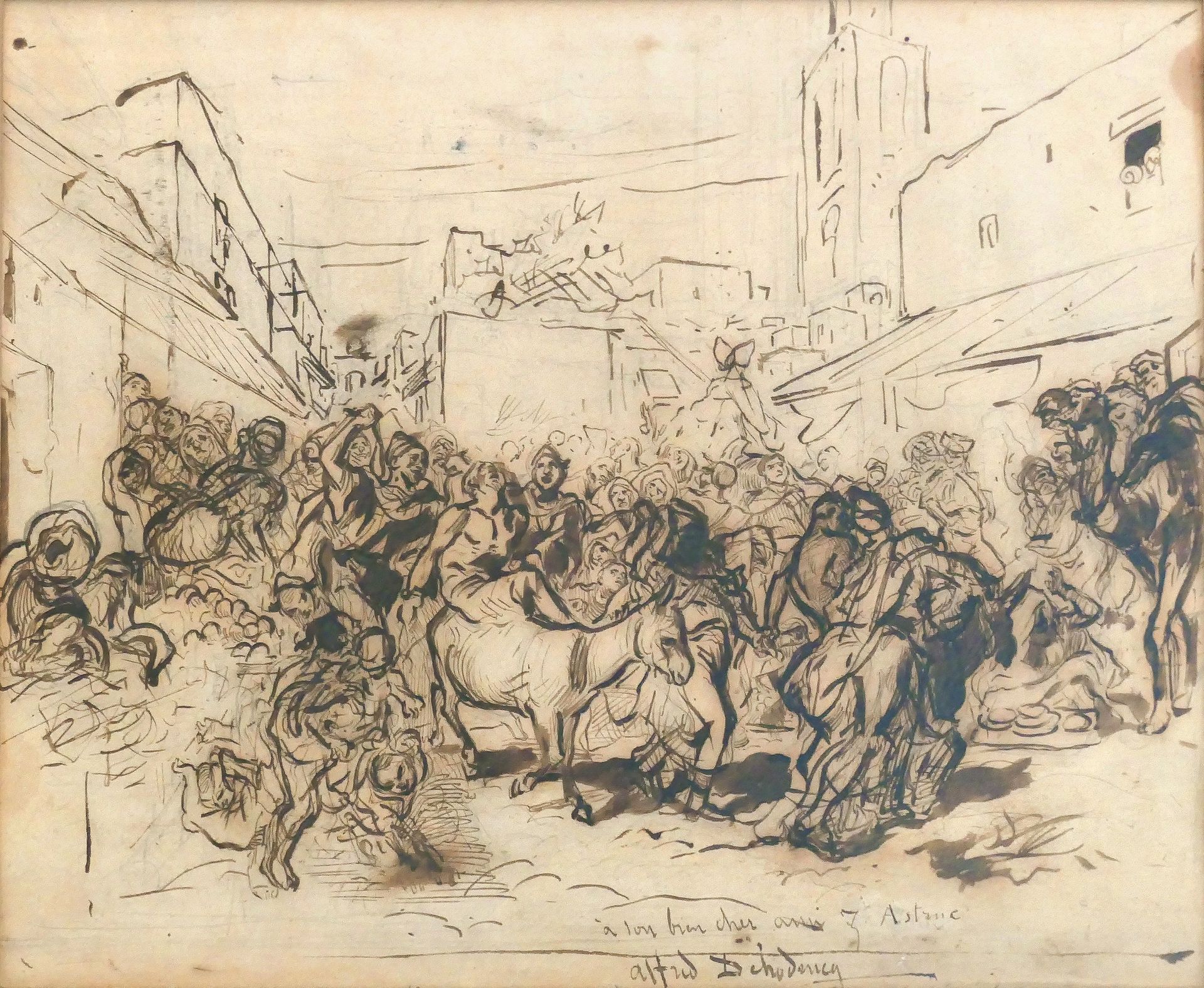 A scene of public justice in the ruins of a Moroccan city by Alfred Dehodencq