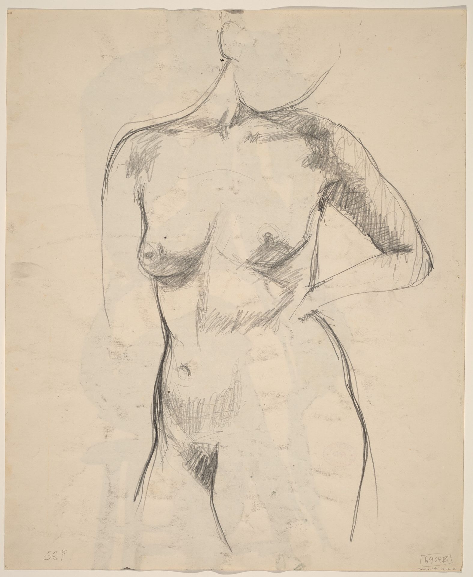 Untitled [standing nude with her left arm akimbo] [recto] by Richard Diebenkorn