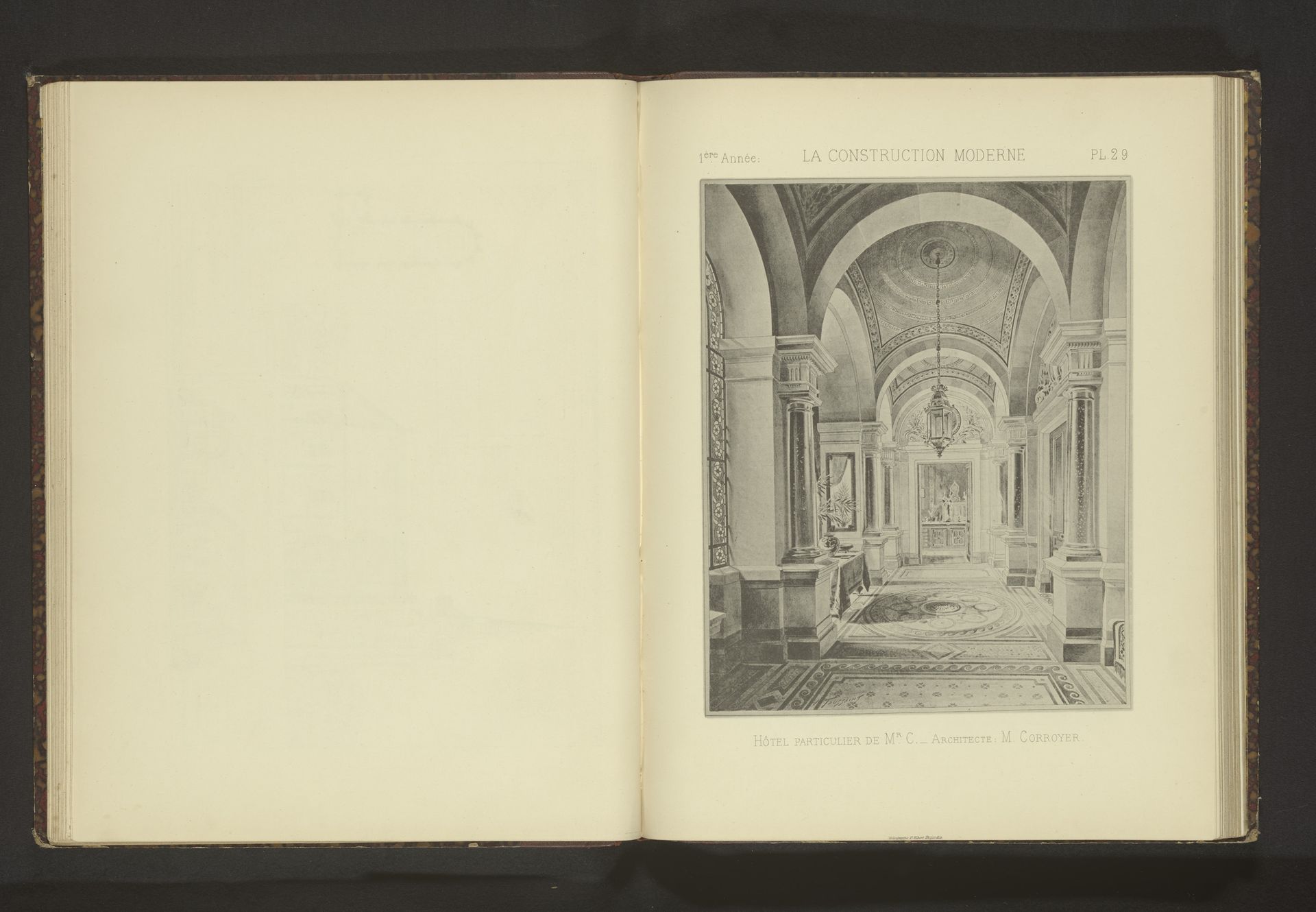 Reproductie van een prent van een gang in een stadspaleis door Henri Toussaint by Paul Dujardin