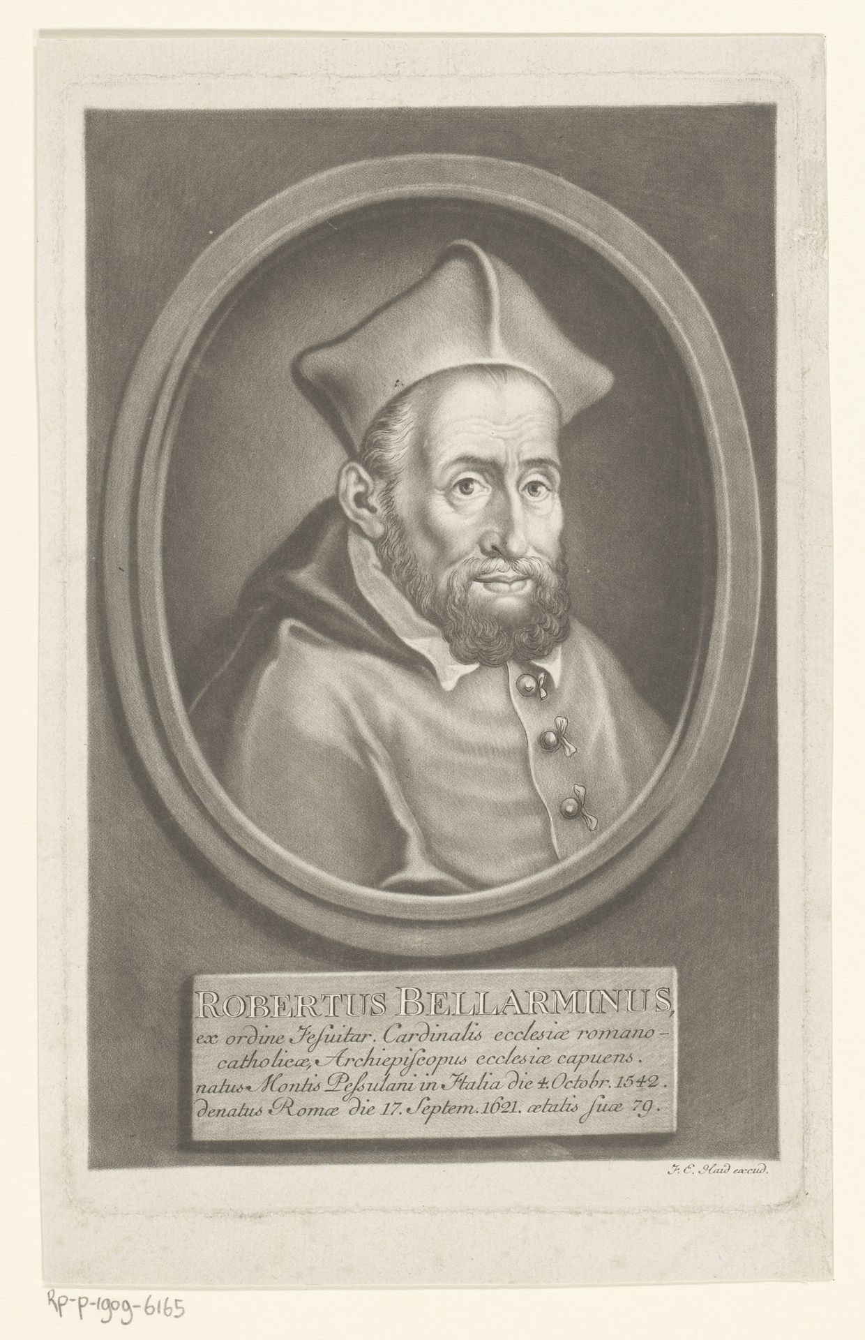 Portret van Roberto Bellarmino by Johann Elias Haid