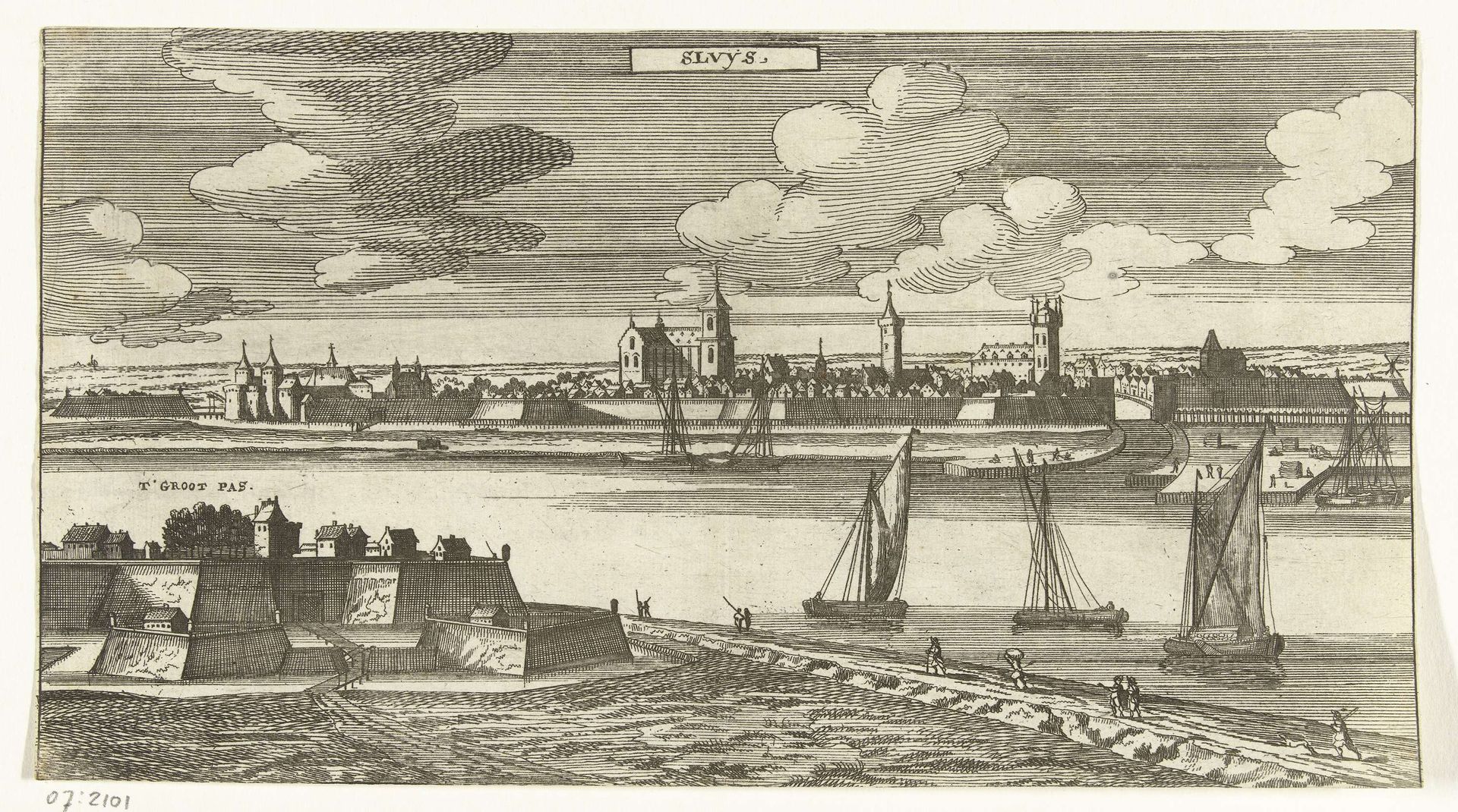 Gezicht op Sluis by Gaspar Bouttats