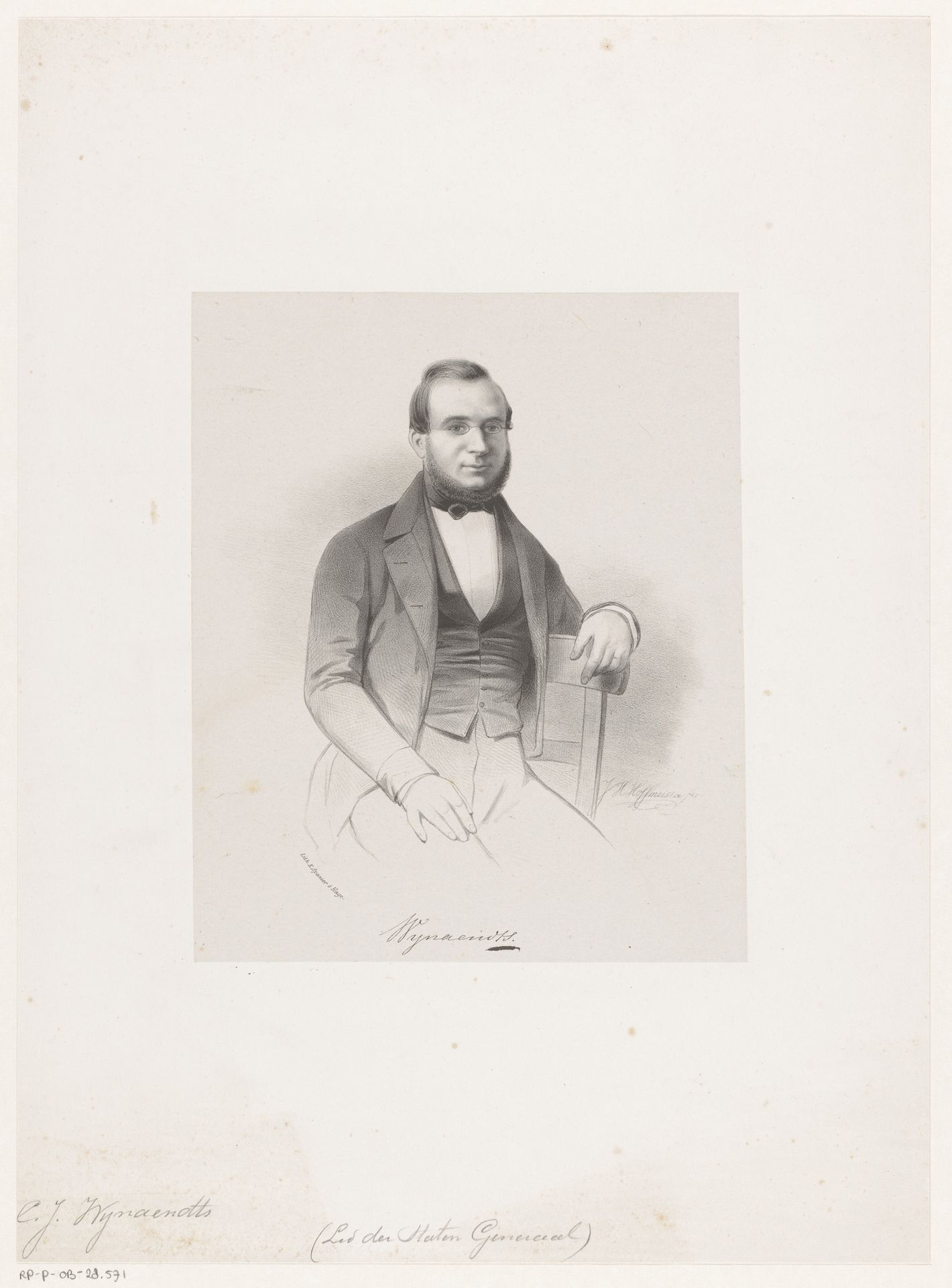 Portret van C. J. Wijnaendts by Johan Hendrik Hoffmeister