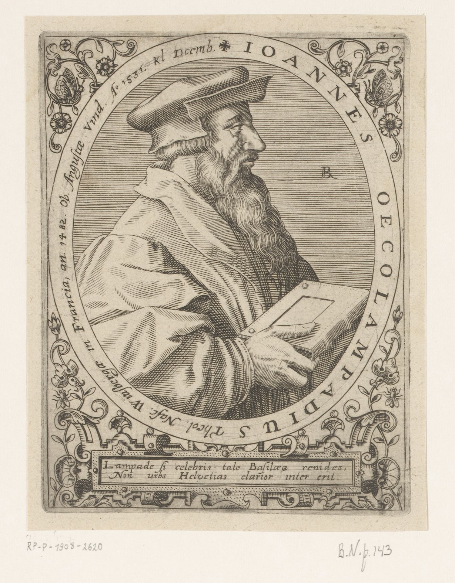 Portret van Johannes Oecolampadius by Robert Boissard