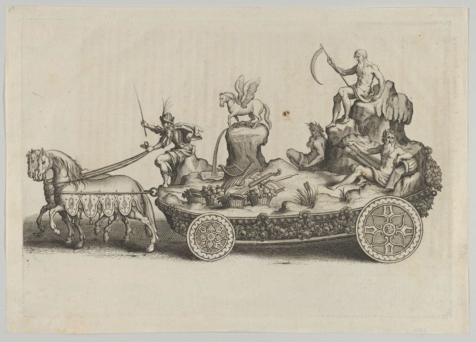 Design for a float, from 'Éloges et discours sur la triomphante réception du Roy en sa ville de Paris ...' by Jean-Baptiste de Machault by Melchior Tavernier