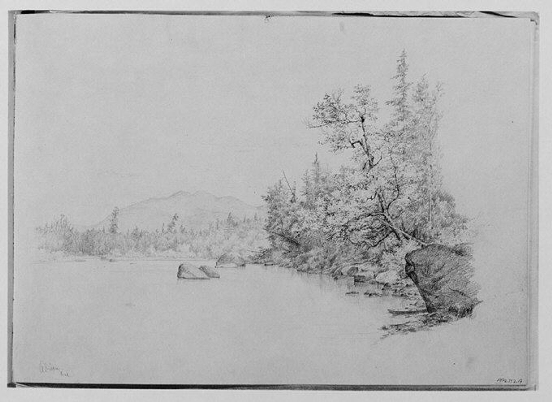 Adirondack Lake and Mountain View, 1864 (from Sketchbook) by Thomas Hewes Hinckley