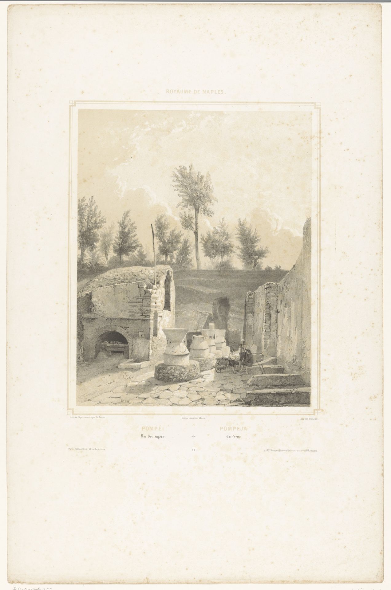 Zicht op de ruïne van een bakkerij in Pompeï by Charles-Claude Bachelier