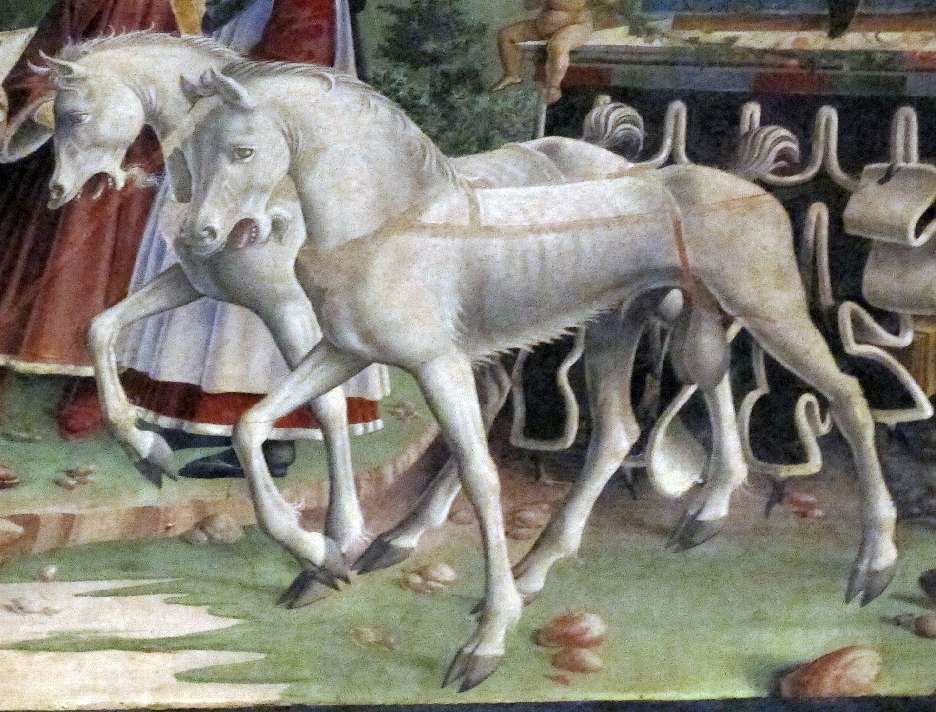 Allegory of March – Triumph of Minerva and Sign of Aries. Frescos in Palazzo Schifanoia (detail) by Francesco del Cossa
