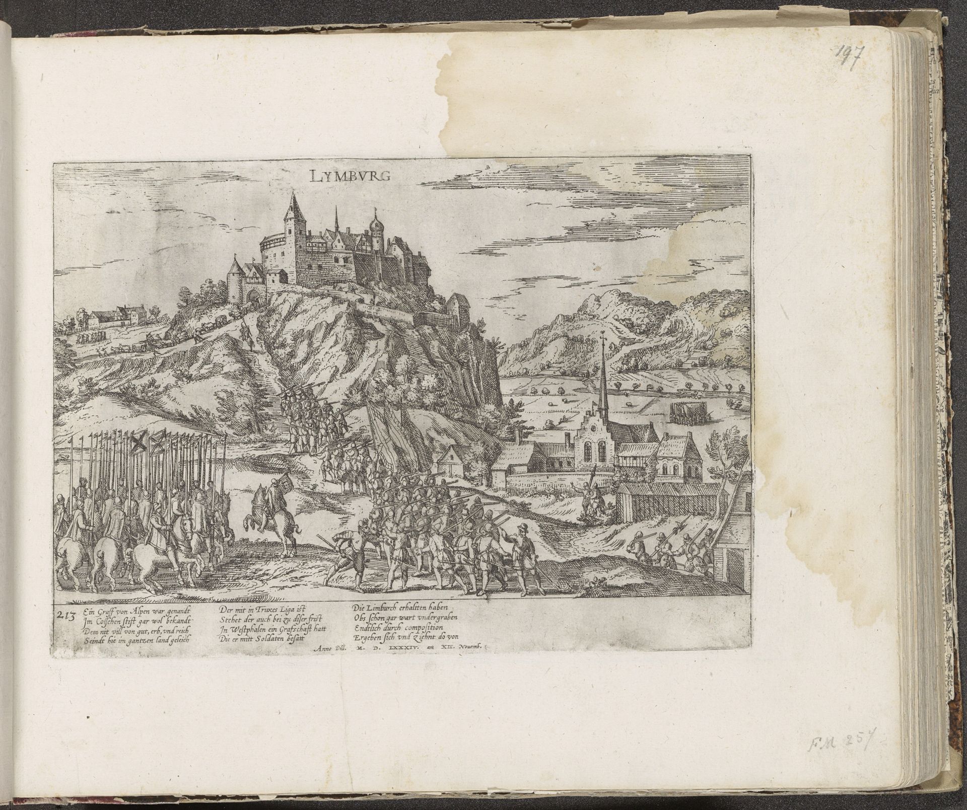 Hohenlimburg in Westfalen voor Truchsess gewonnen, 1584 by Frans Hogenberg