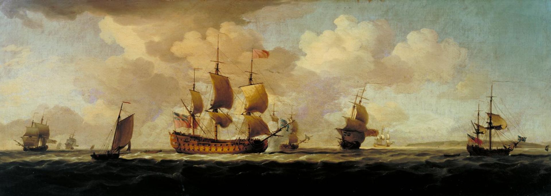 A Flagship before the Wind with other Vessels by  Charles Brooking