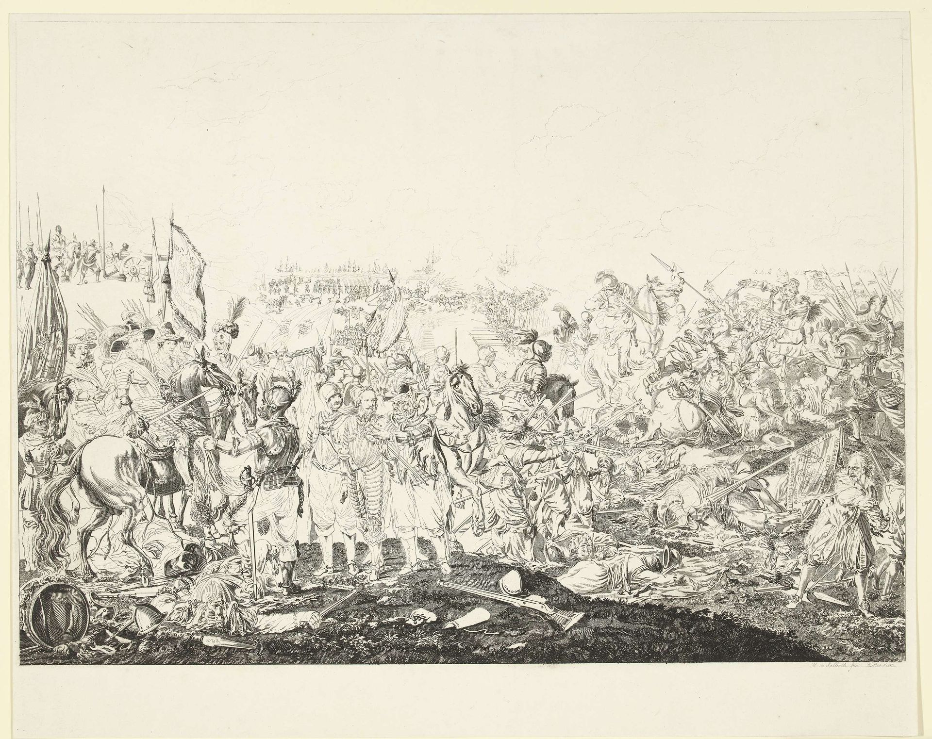 Maurits behaalt de overwinning bij de slag bij Nieuwpoort, 1600 by Mathias de Sallieth