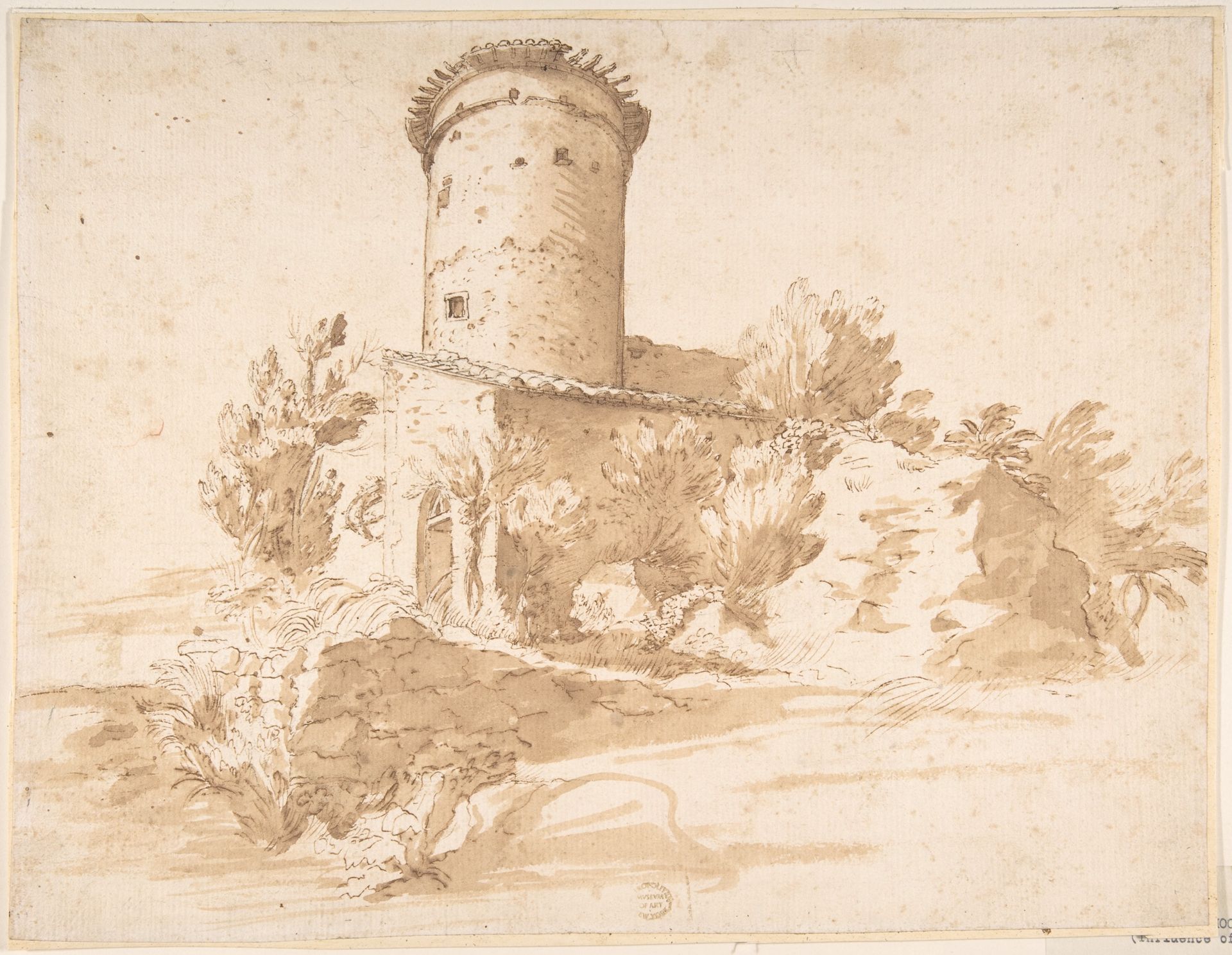 Landscape with Cylindrical Tower by Anonymous