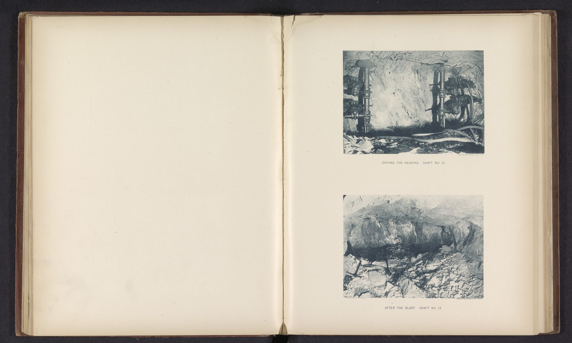 ['Driving the heading shaft no 23', 'After the blast. No 23'] by P.K. Yates