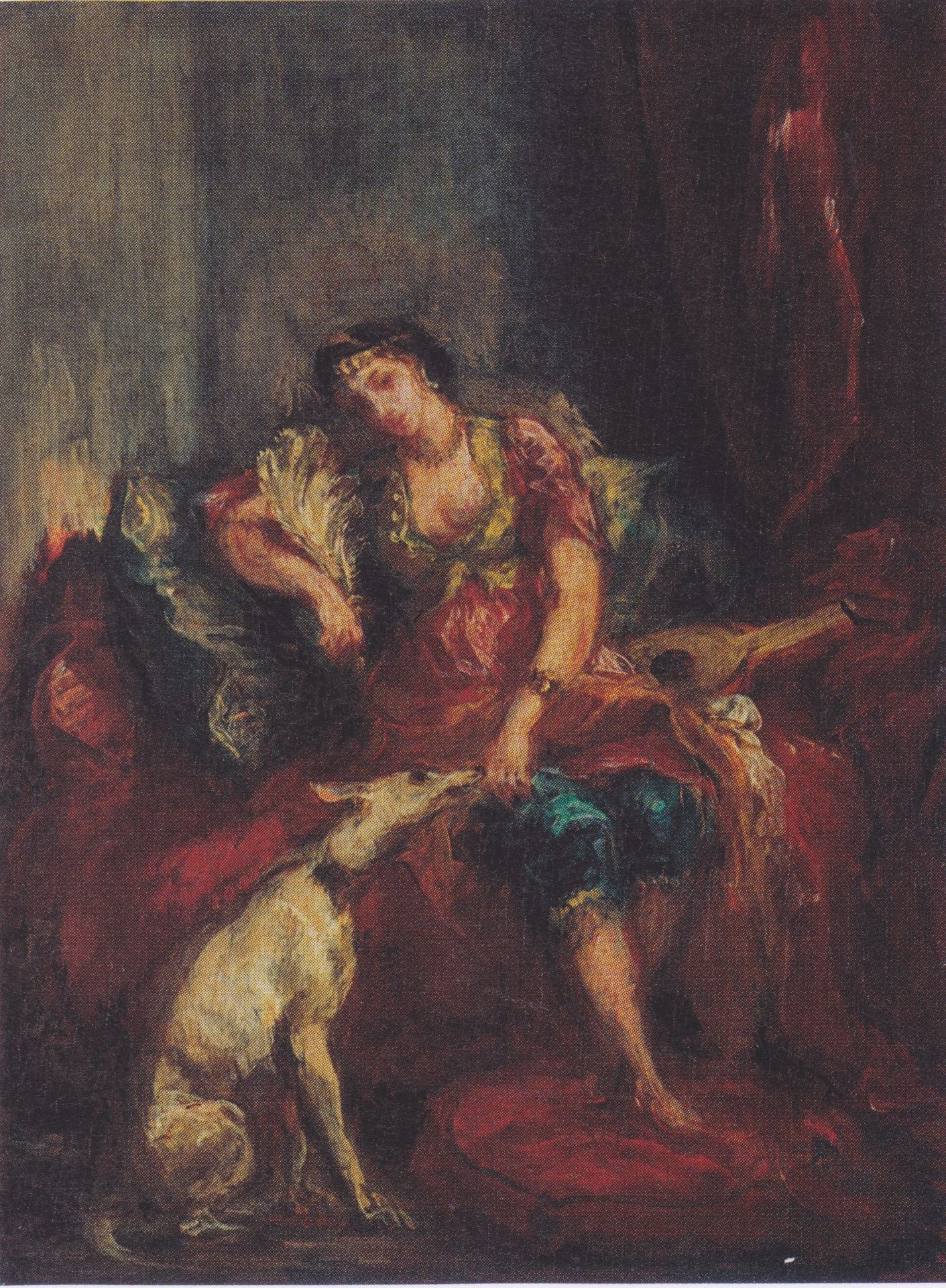 Woman from Algiers with Windhund by Eugène Delacroix