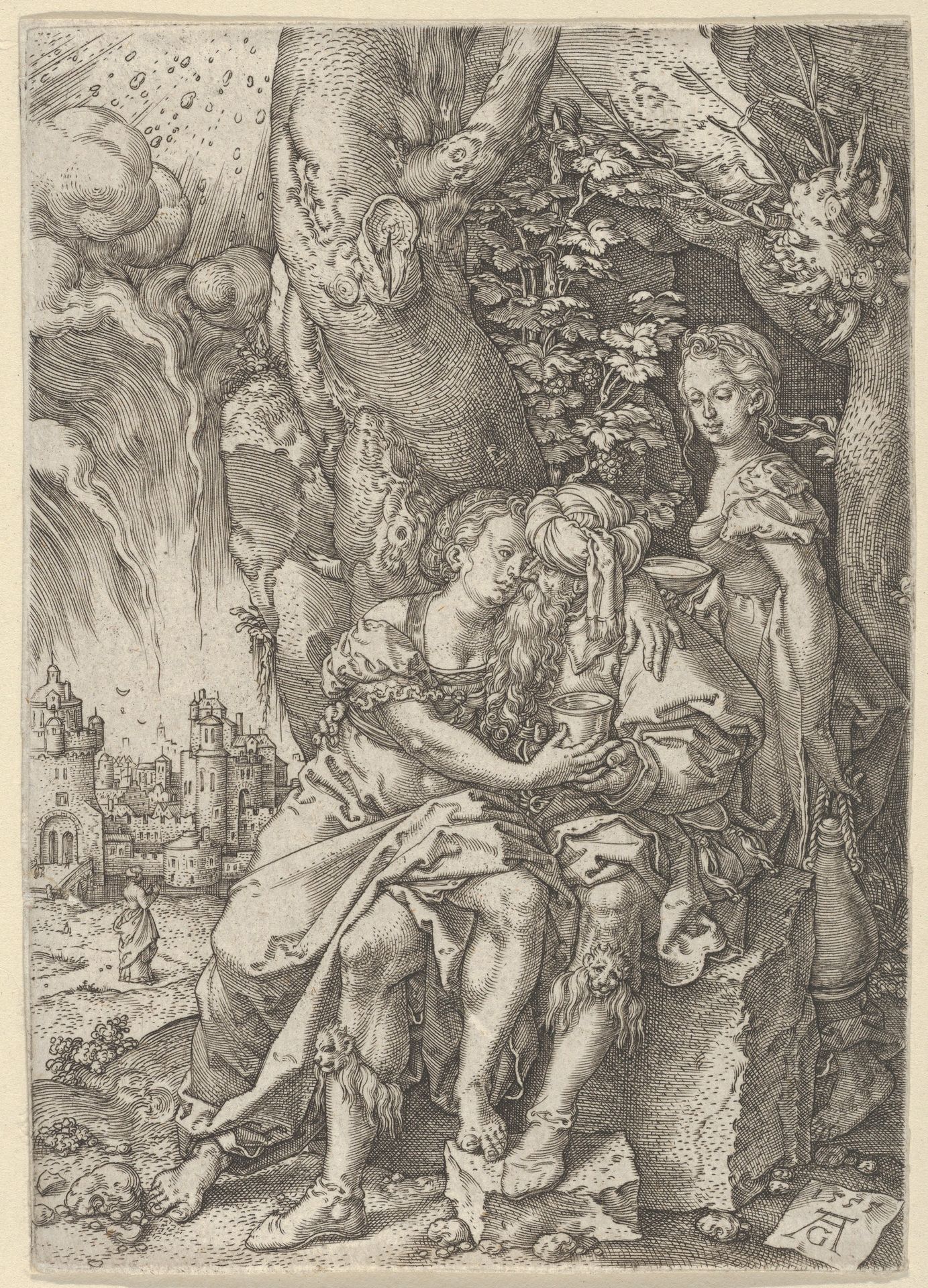 Lot with His Daughters, from The Story of Lot by Heinrich Aldegrever