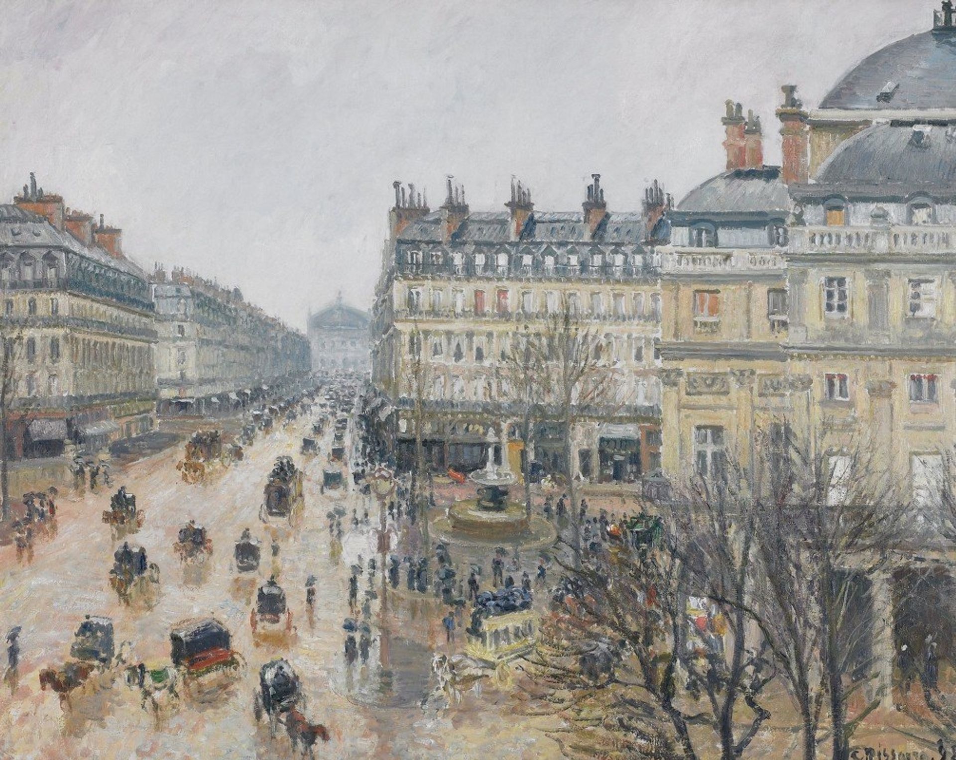Place du Théâtre Français, Paris; Rain by Camille Pissarro