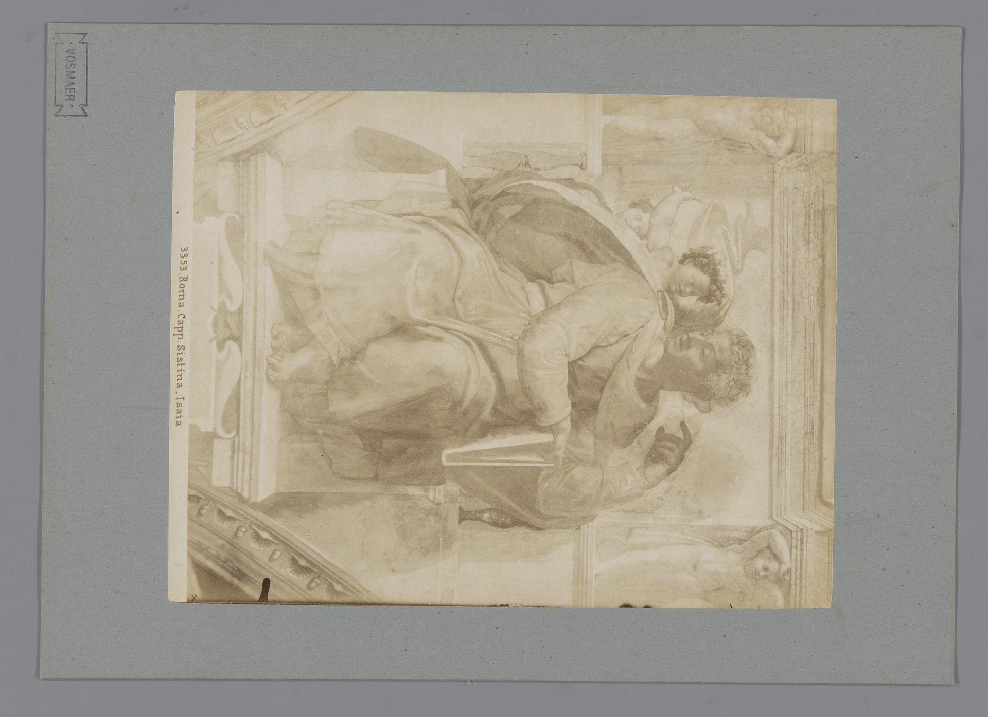 Fotoreproductie van een detail van het fresco Jesaja door Michelangelo in de Sixtijnse kapel by Anonymous