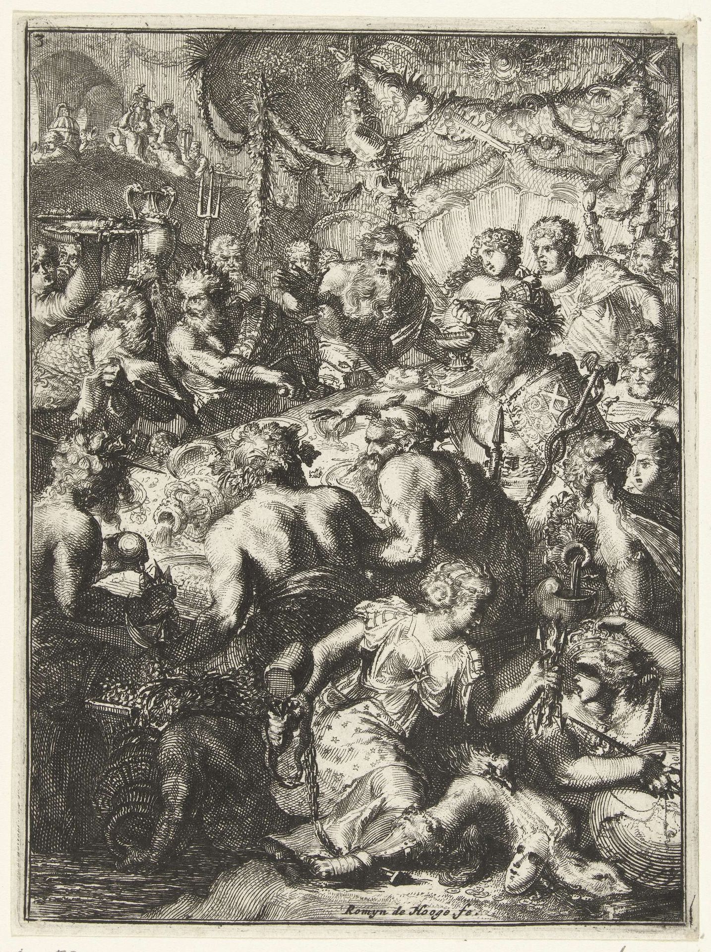 Titelprent van Boek 3 van De Ystroom (1671) van Antonides van der Goes by Romeyn de Hooghe
