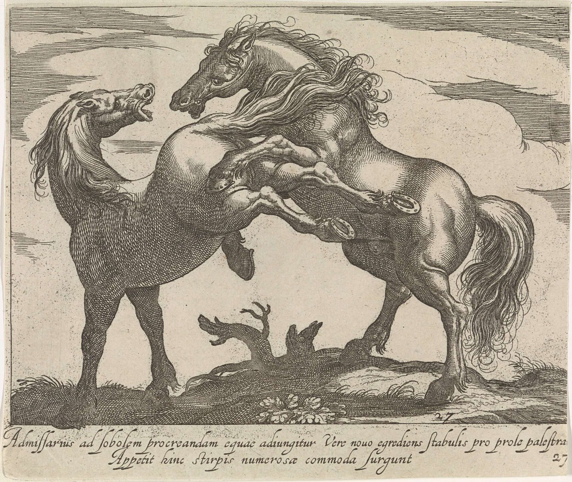 Landschap met twee paarden in gevecht by Egbert Van Panderen