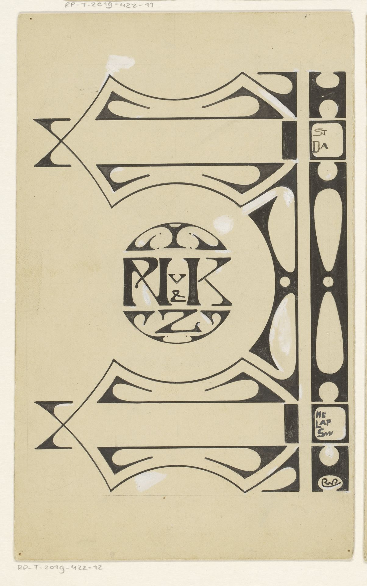 Bandontwerp voor de achterzijde van: Hélène Lapidoth-Swarth, Stille dalen, 1898 by Reinier Willem Petrus de (1874-1952) Vries