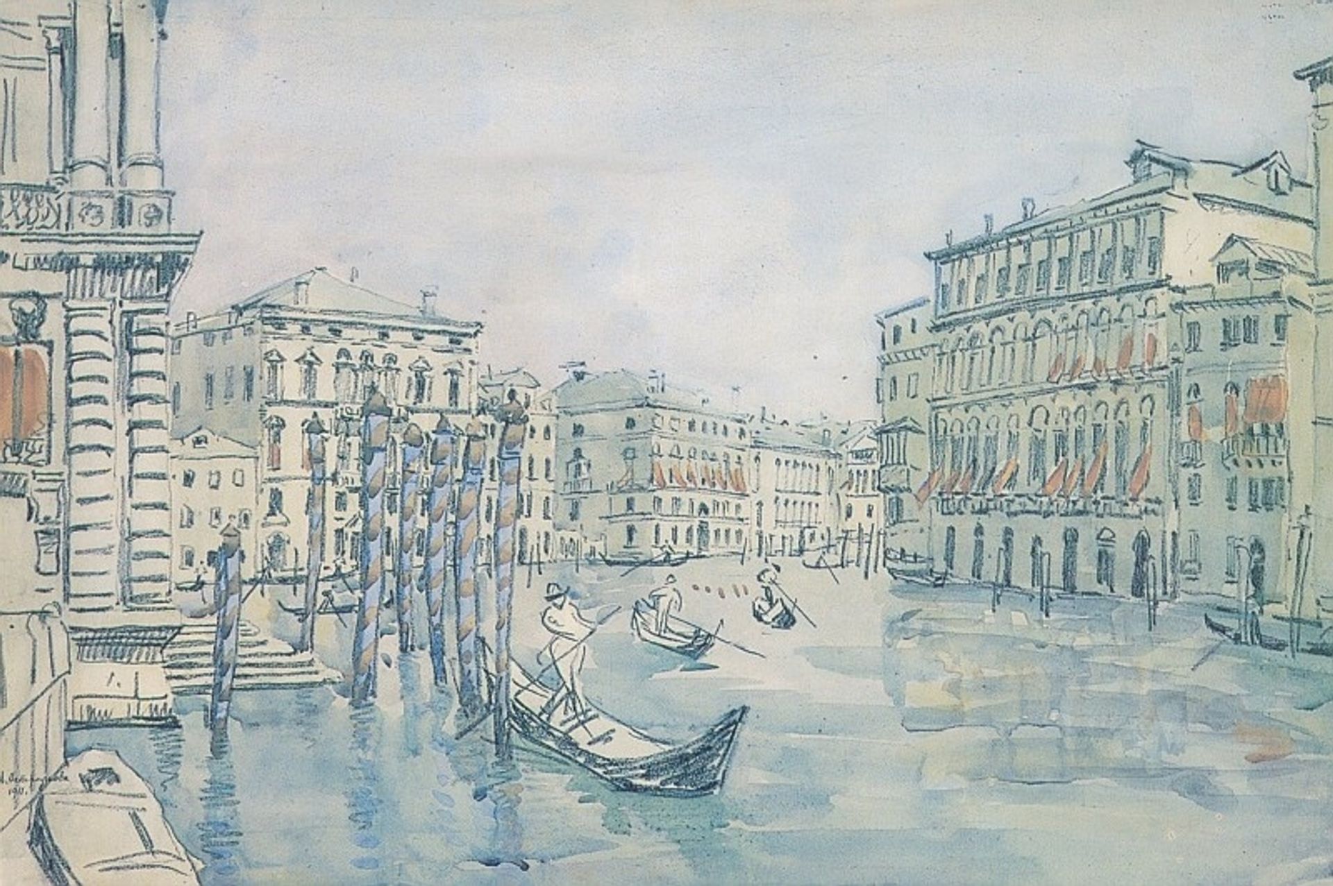Venice. Grand Canal. Grey day. by Anna Ostroumova-Lebedeva