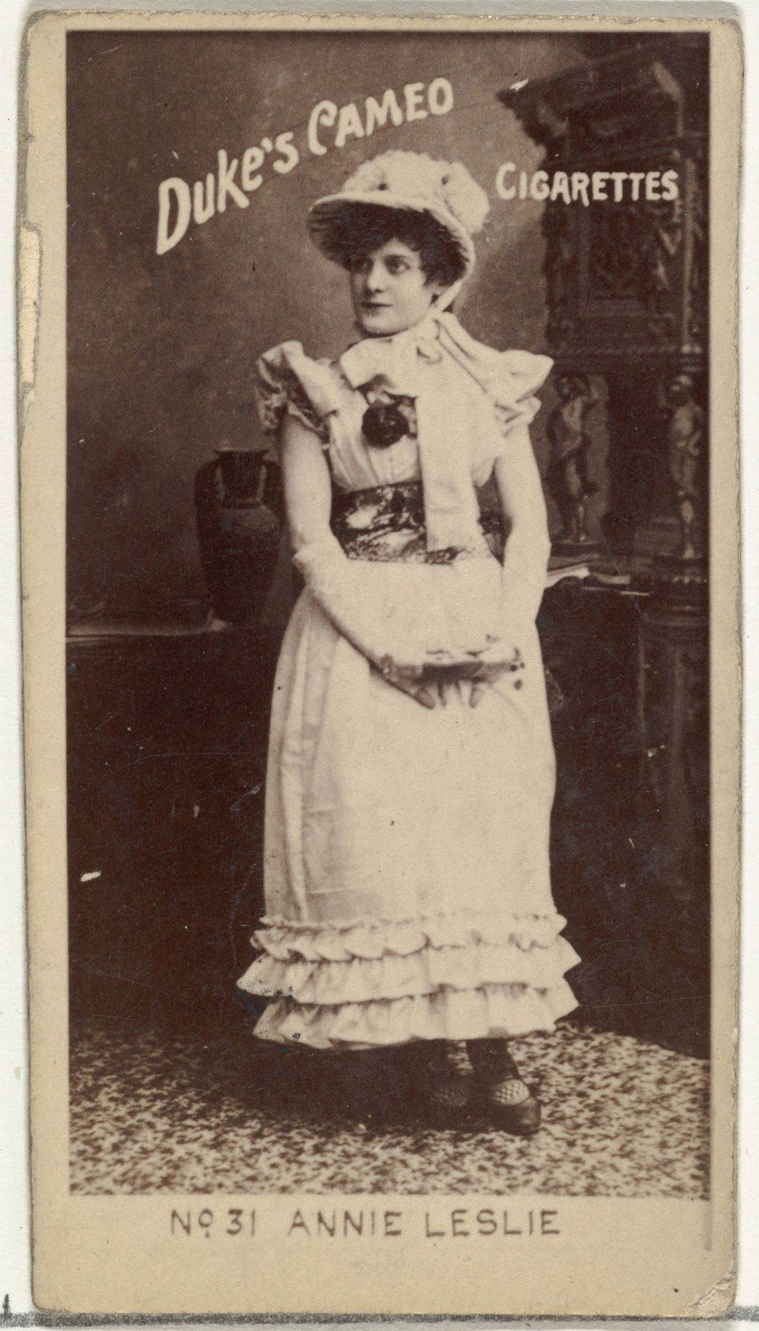 Card Number 31, Annie Leslie, from the Actors and Actresses series (N145-4) issued by Duke Sons & Co. to promote Cameo Cigarettes by W. Duke, Sons & Co.