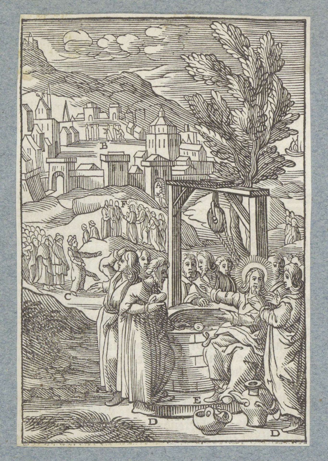 Christus en zijn leerlingen bij de put in Sichar by Christoffel van (II) Sichem