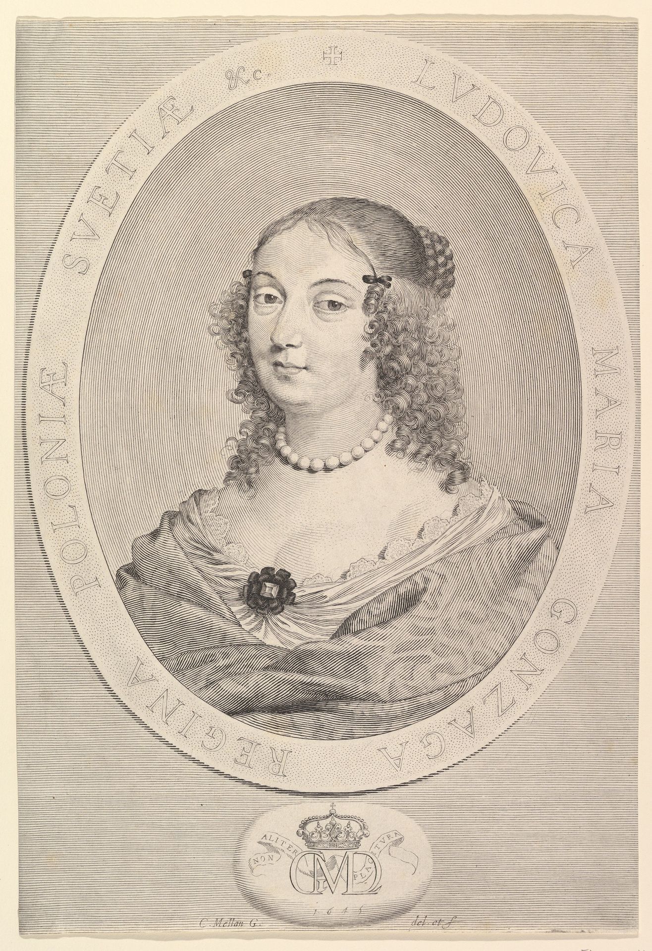 Ludovica Maria Gonzaga, Queen of Poland by Claude Mellan